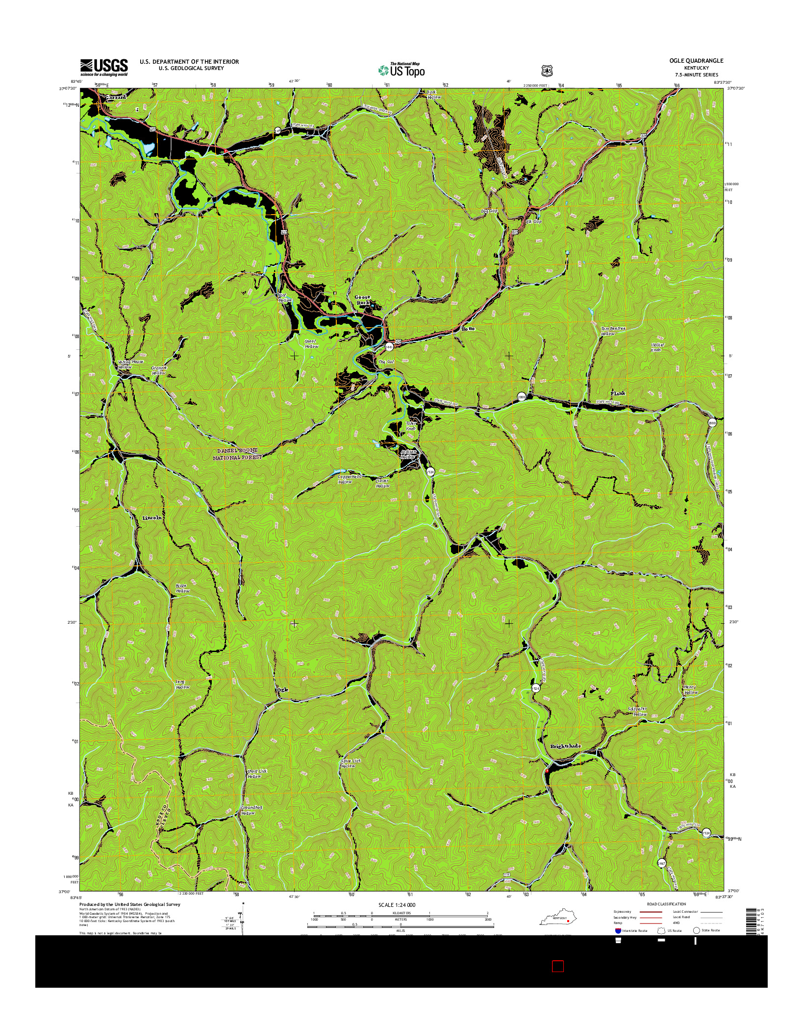 USGS US TOPO 7.5-MINUTE MAP FOR OGLE, KY 2016