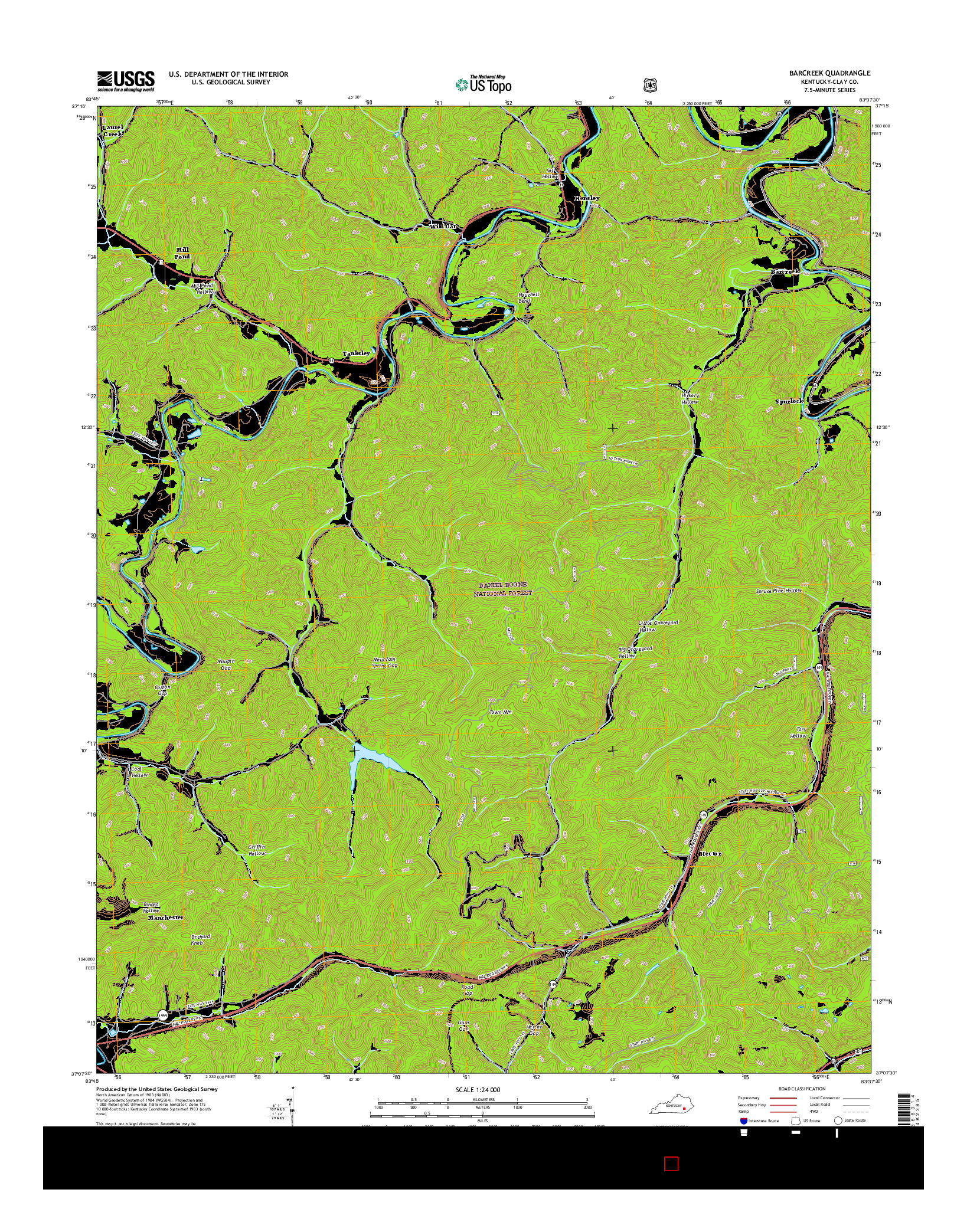 USGS US TOPO 7.5-MINUTE MAP FOR BARCREEK, KY 2016