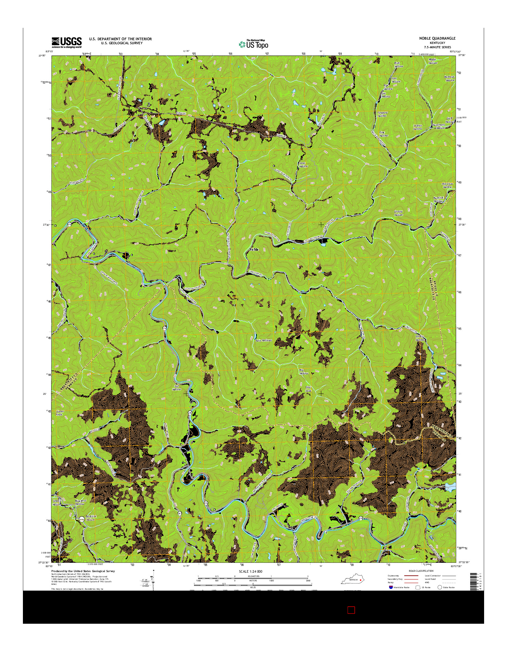 USGS US TOPO 7.5-MINUTE MAP FOR NOBLE, KY 2016