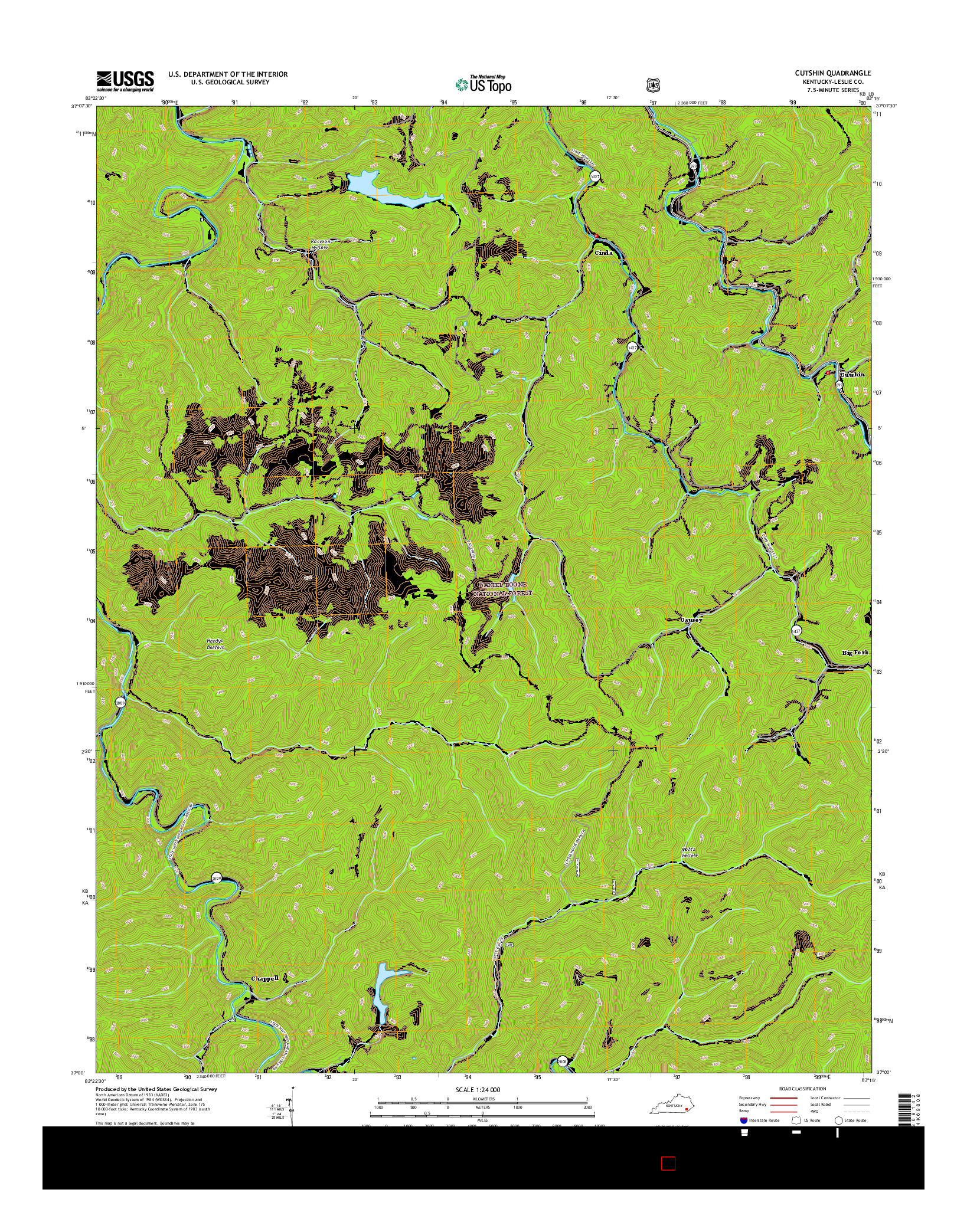 USGS US TOPO 7.5-MINUTE MAP FOR CUTSHIN, KY 2016