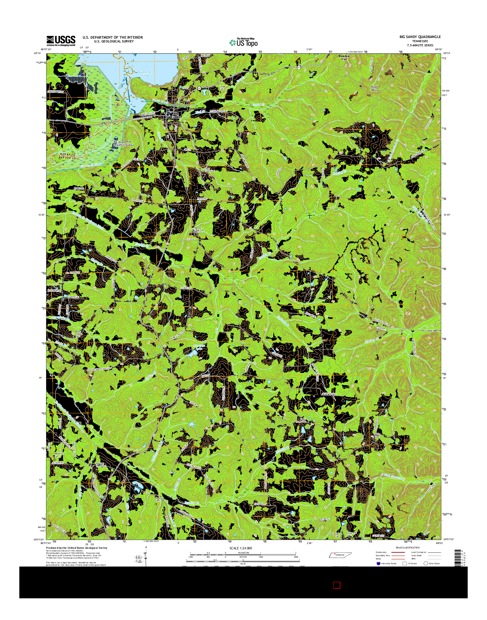 USGS US TOPO 7.5-MINUTE MAP FOR BIG SANDY, TN 2016