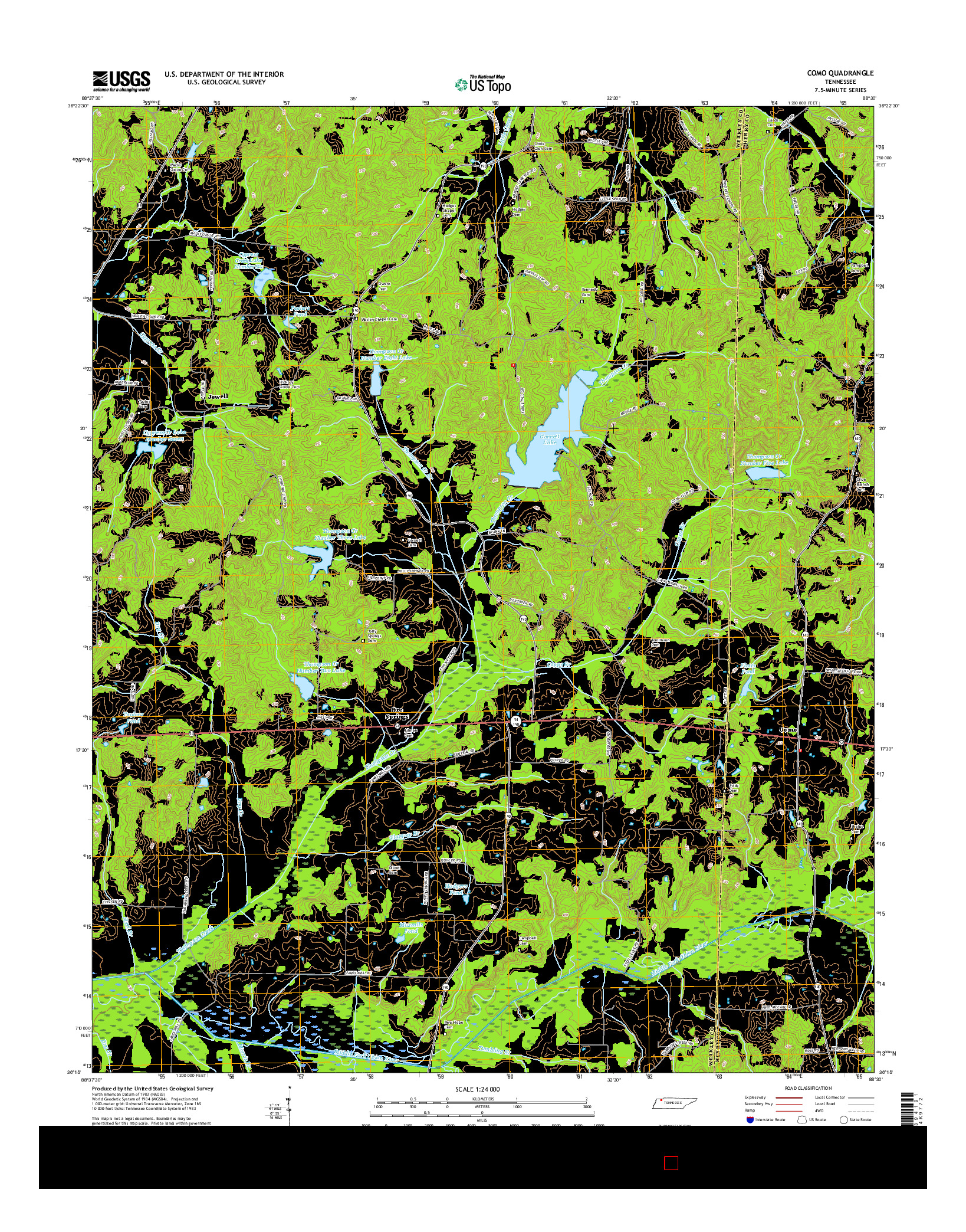 USGS US TOPO 7.5-MINUTE MAP FOR COMO, TN 2016