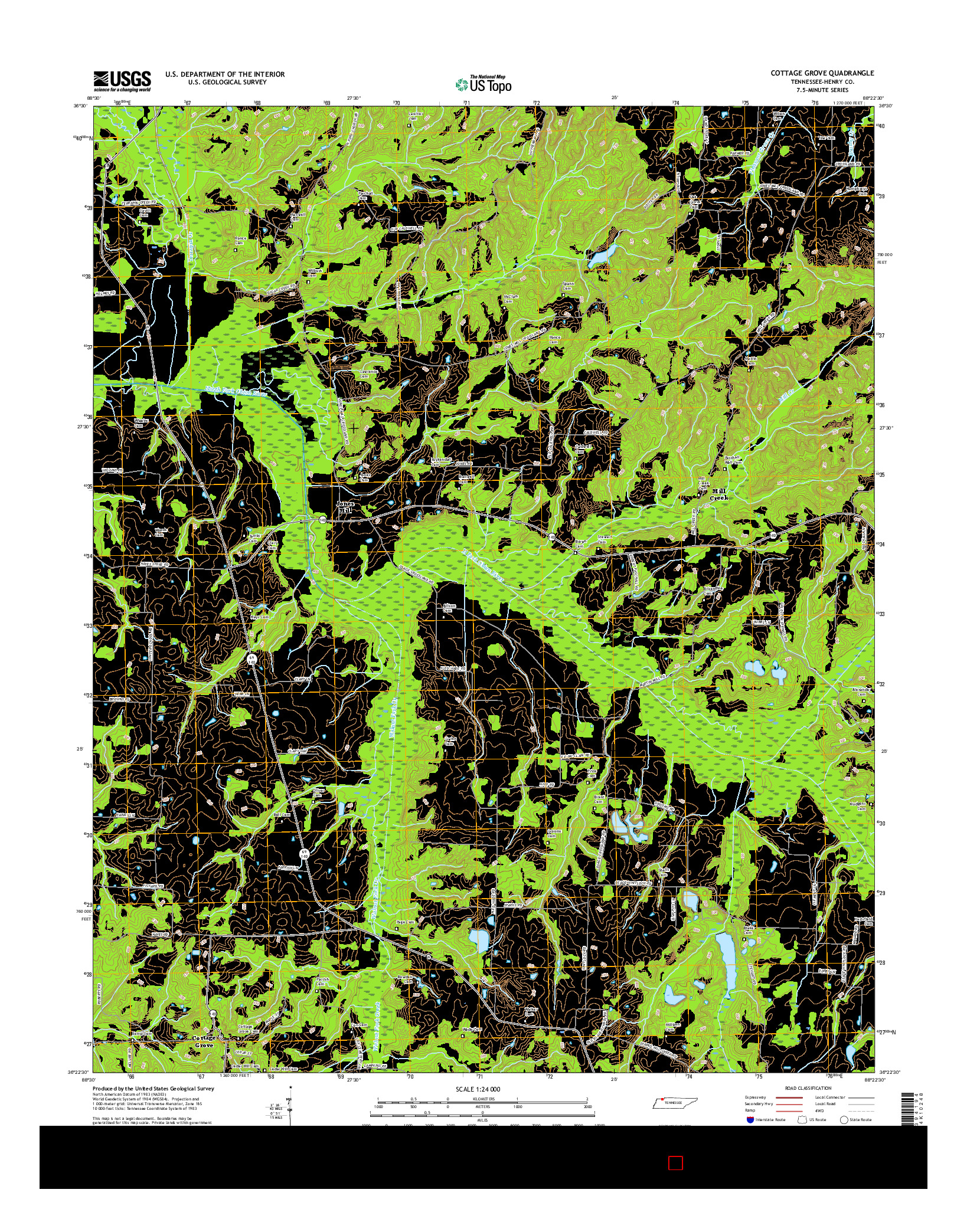 USGS US TOPO 7.5-MINUTE MAP FOR COTTAGE GROVE, TN 2016