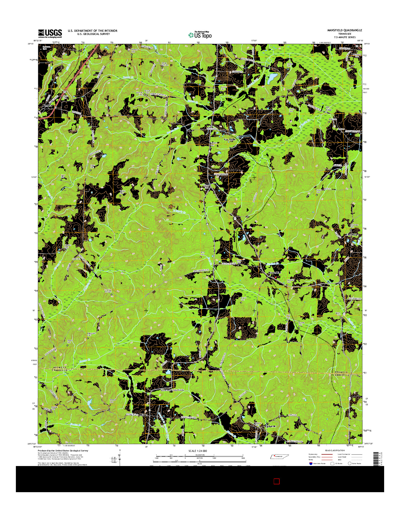 USGS US TOPO 7.5-MINUTE MAP FOR MANSFIELD, TN 2016