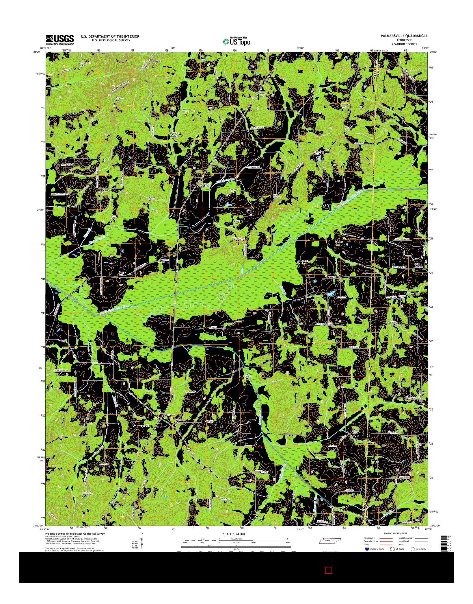 USGS US TOPO 7.5-MINUTE MAP FOR PALMERSVILLE, TN 2016