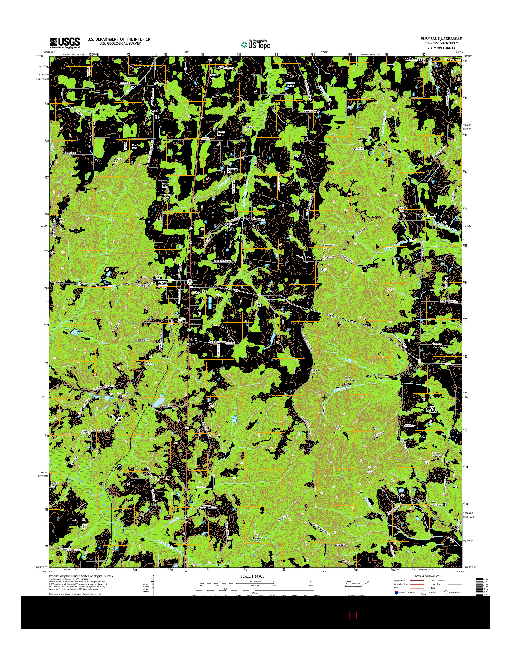 USGS US TOPO 7.5-MINUTE MAP FOR PURYEAR, TN-KY 2016