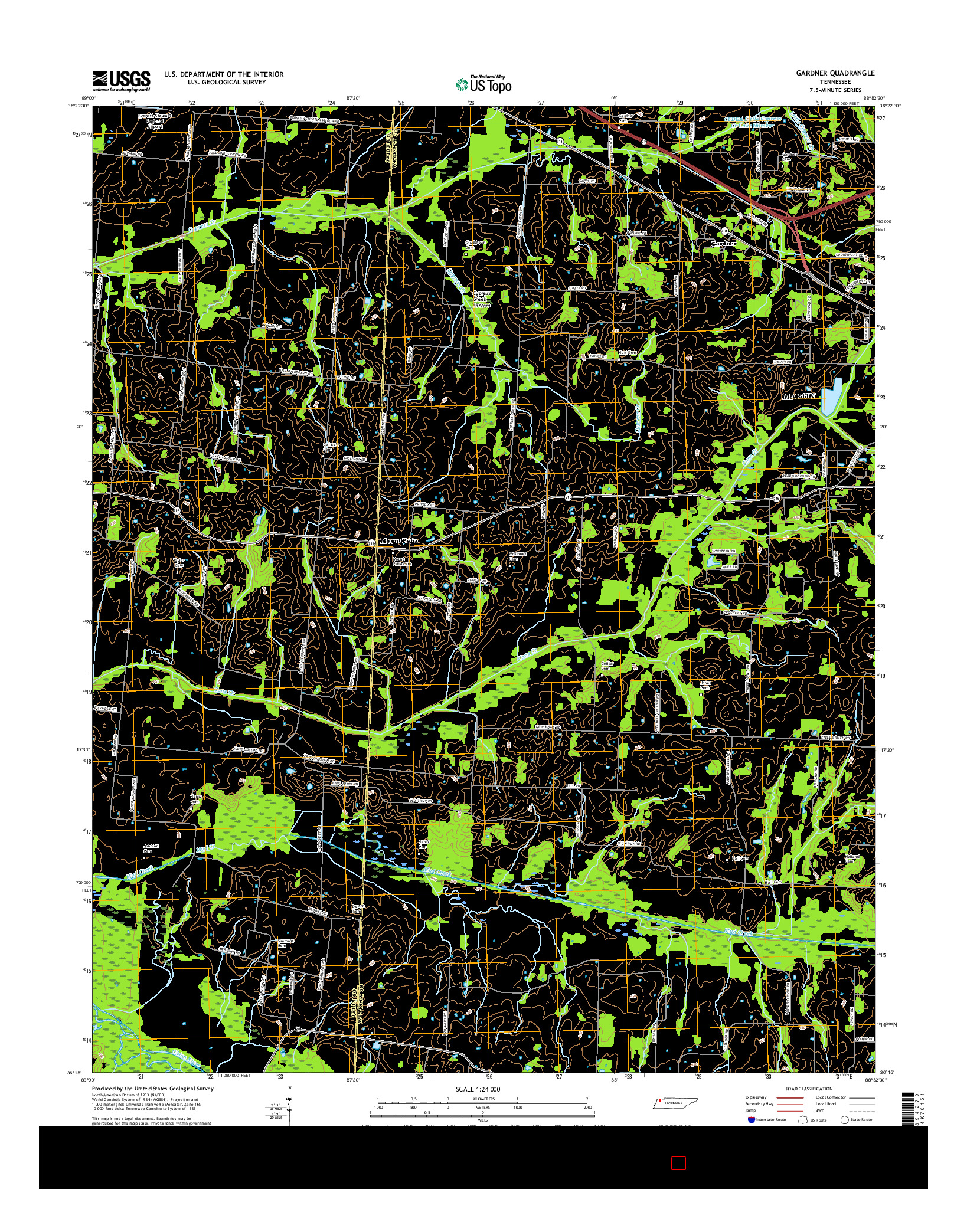 USGS US TOPO 7.5-MINUTE MAP FOR GARDNER, TN 2016