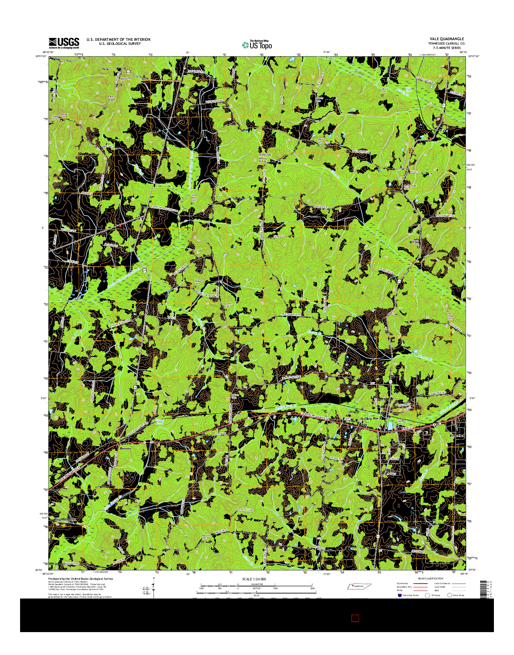 USGS US TOPO 7.5-MINUTE MAP FOR VALE, TN 2016