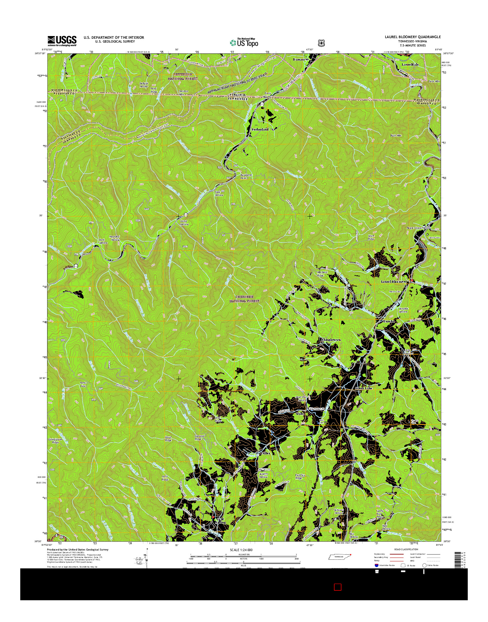 USGS US TOPO 7.5-MINUTE MAP FOR LAUREL BLOOMERY, TN-VA 2016