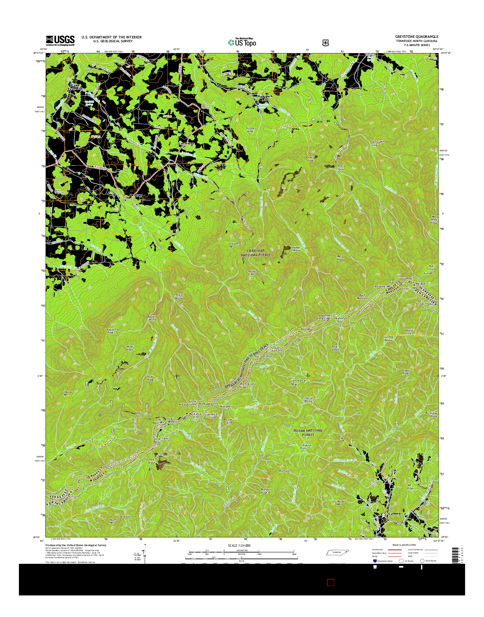 USGS US TOPO 7.5-MINUTE MAP FOR GREYSTONE, TN-NC 2016