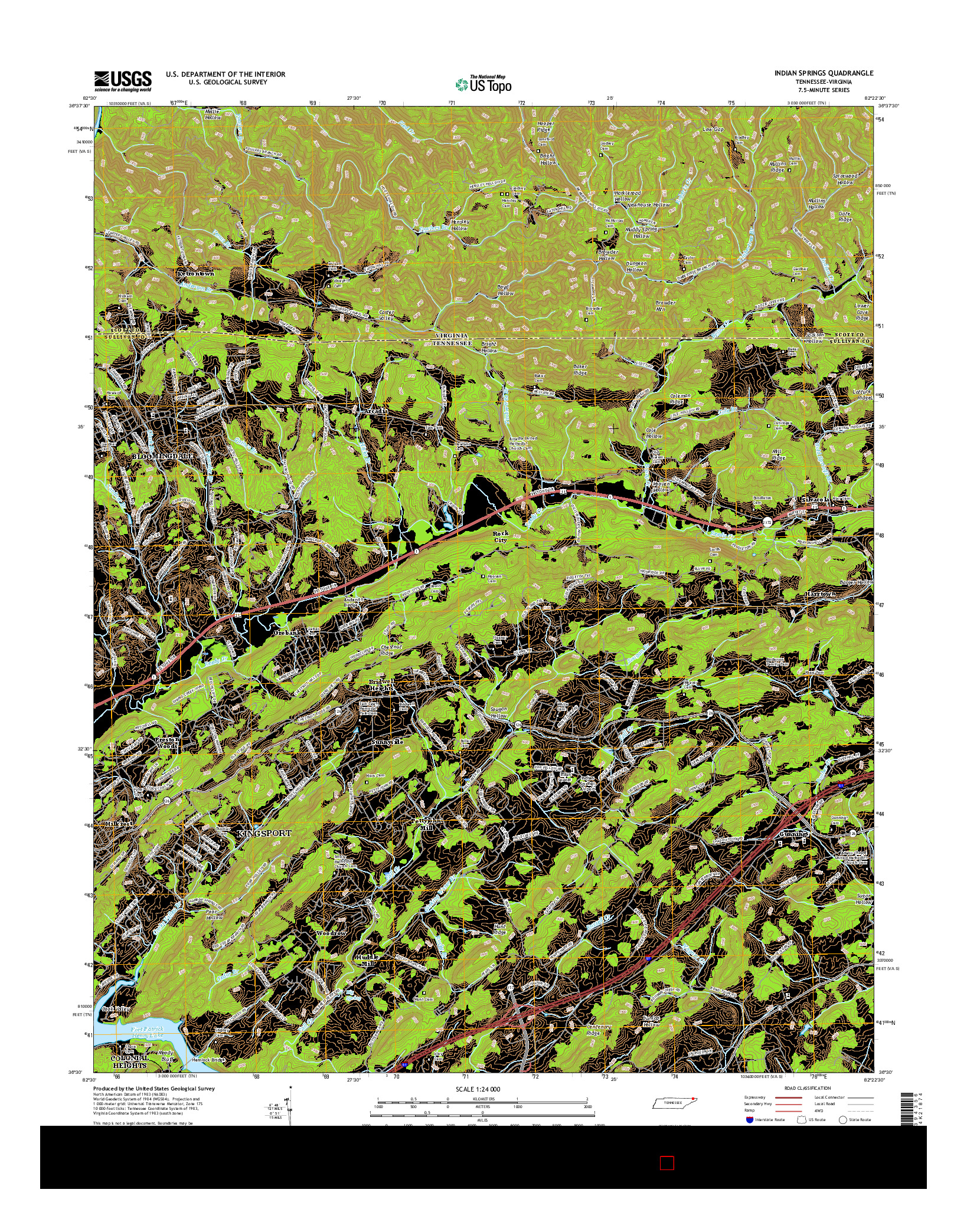 USGS US TOPO 7.5-MINUTE MAP FOR INDIAN SPRINGS, TN-VA 2016