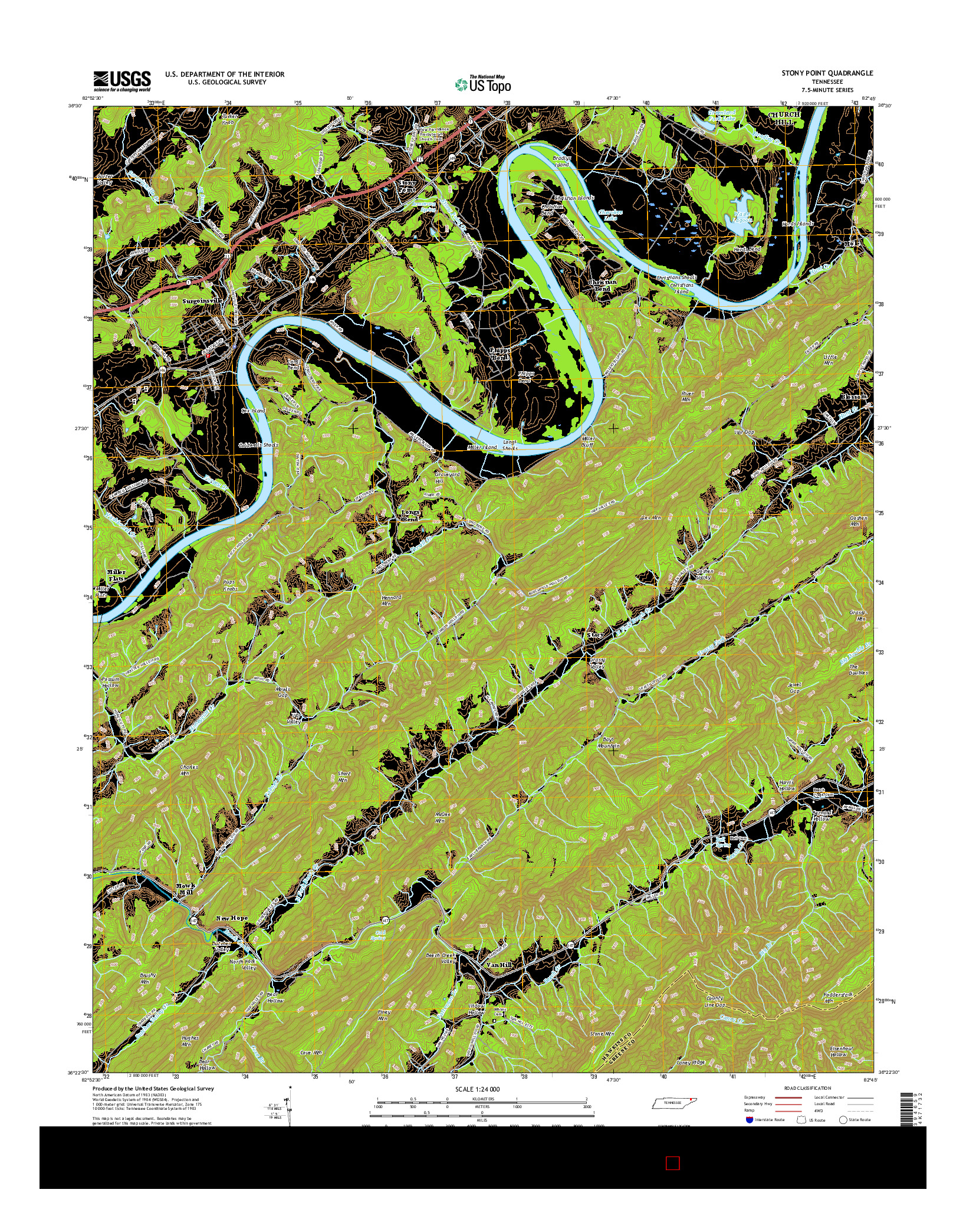 USGS US TOPO 7.5-MINUTE MAP FOR STONY POINT, TN 2016