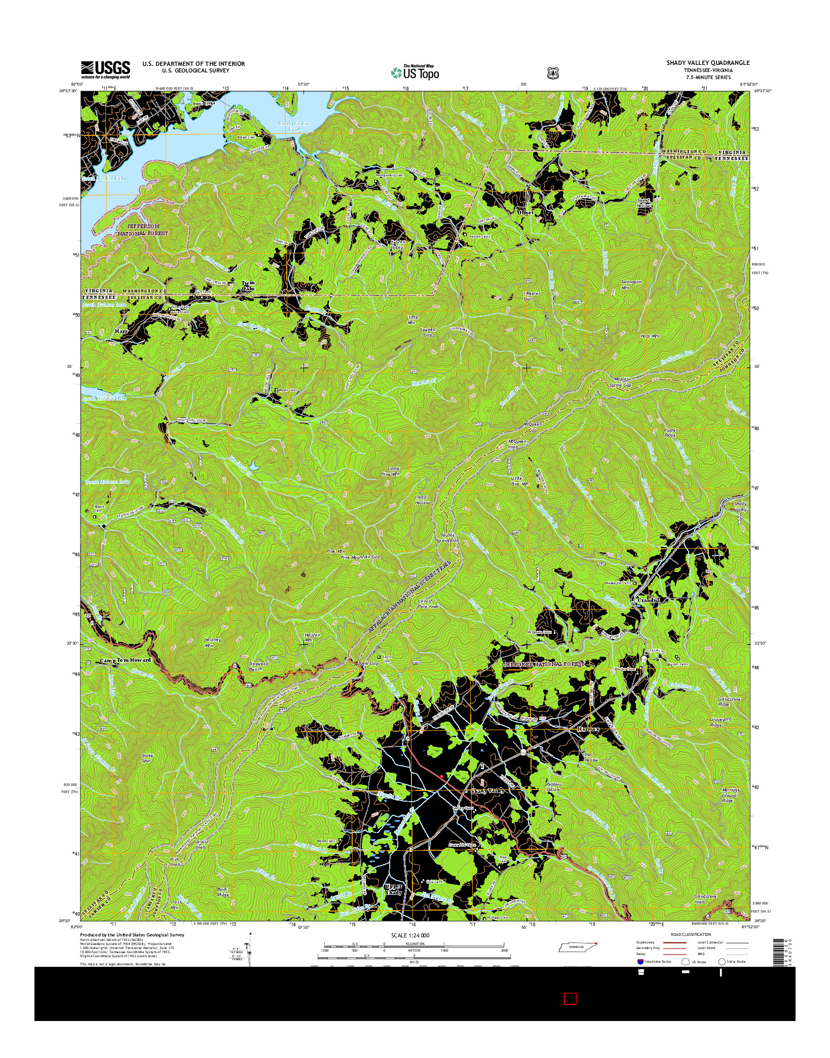 USGS US TOPO 7.5-MINUTE MAP FOR SHADY VALLEY, TN-VA 2016
