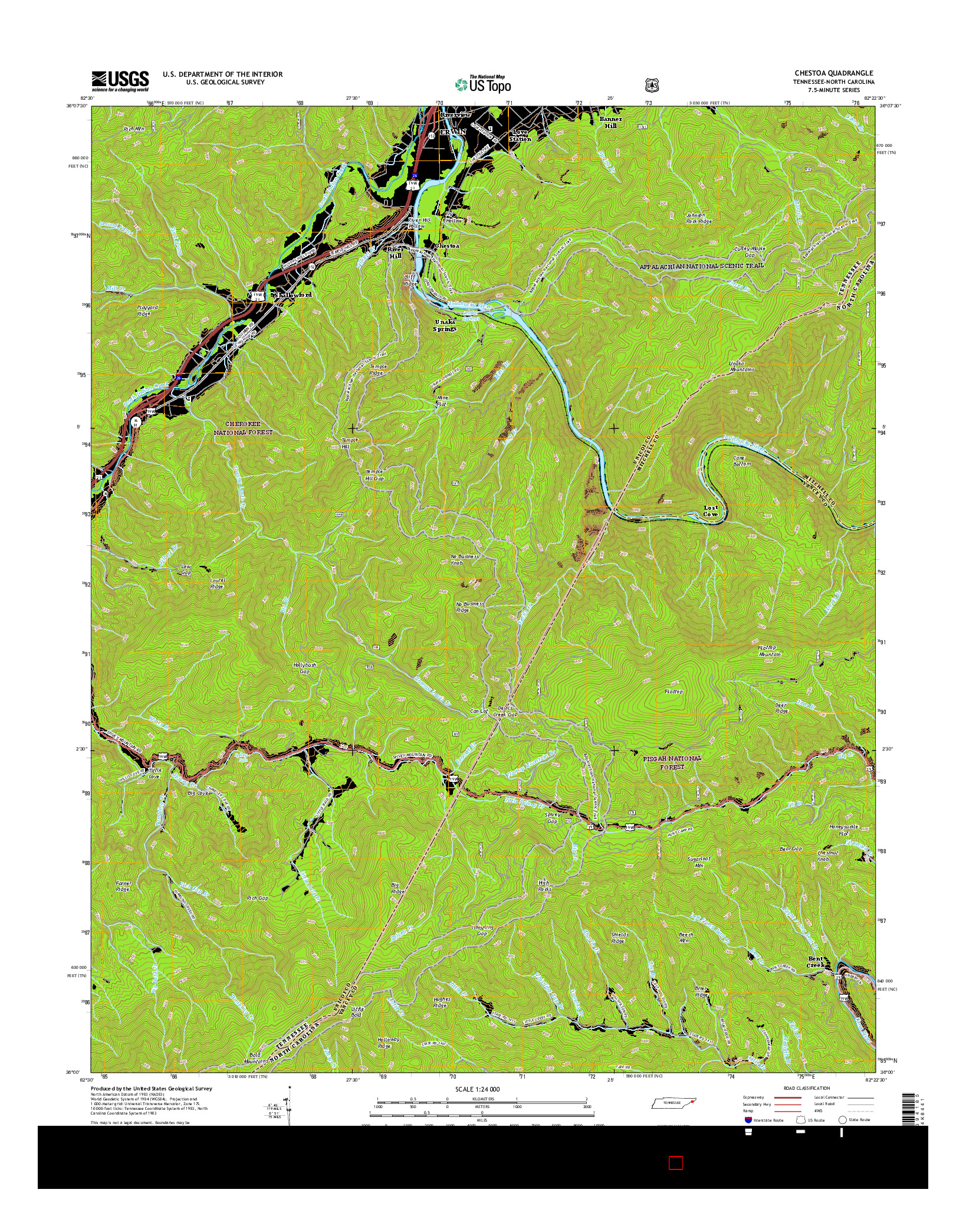 USGS US TOPO 7.5-MINUTE MAP FOR CHESTOA, TN-NC 2016