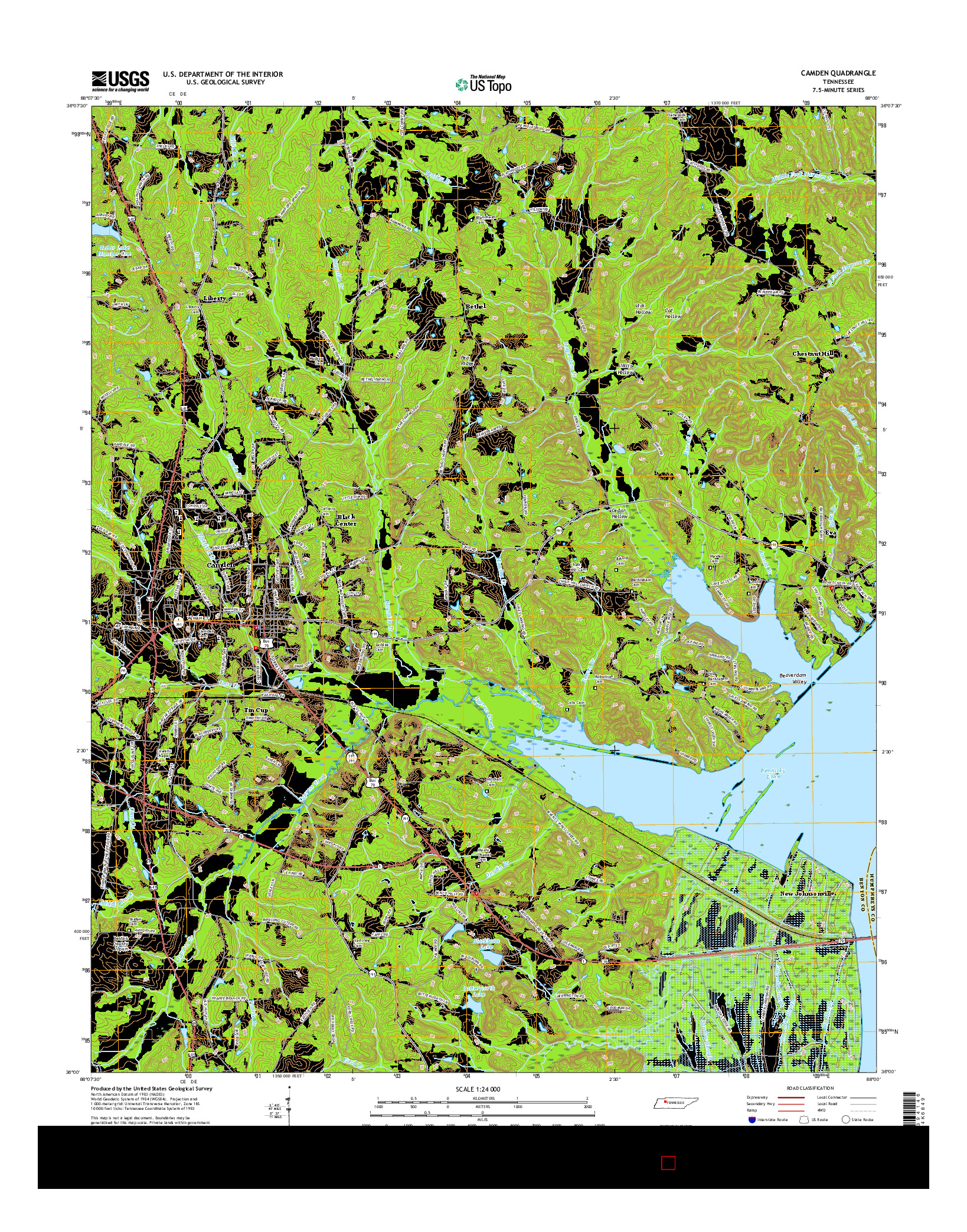 USGS US TOPO 7.5-MINUTE MAP FOR CAMDEN, TN 2016