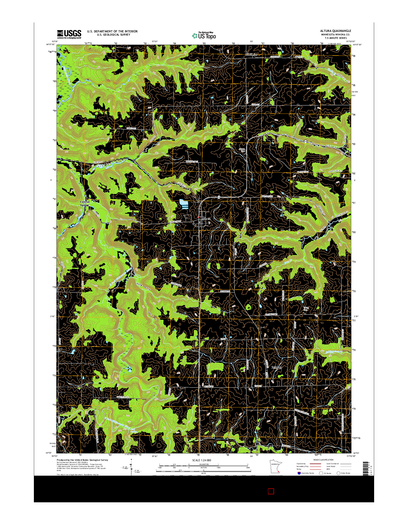 USGS US TOPO 7.5-MINUTE MAP FOR ALTURA, MN 2016