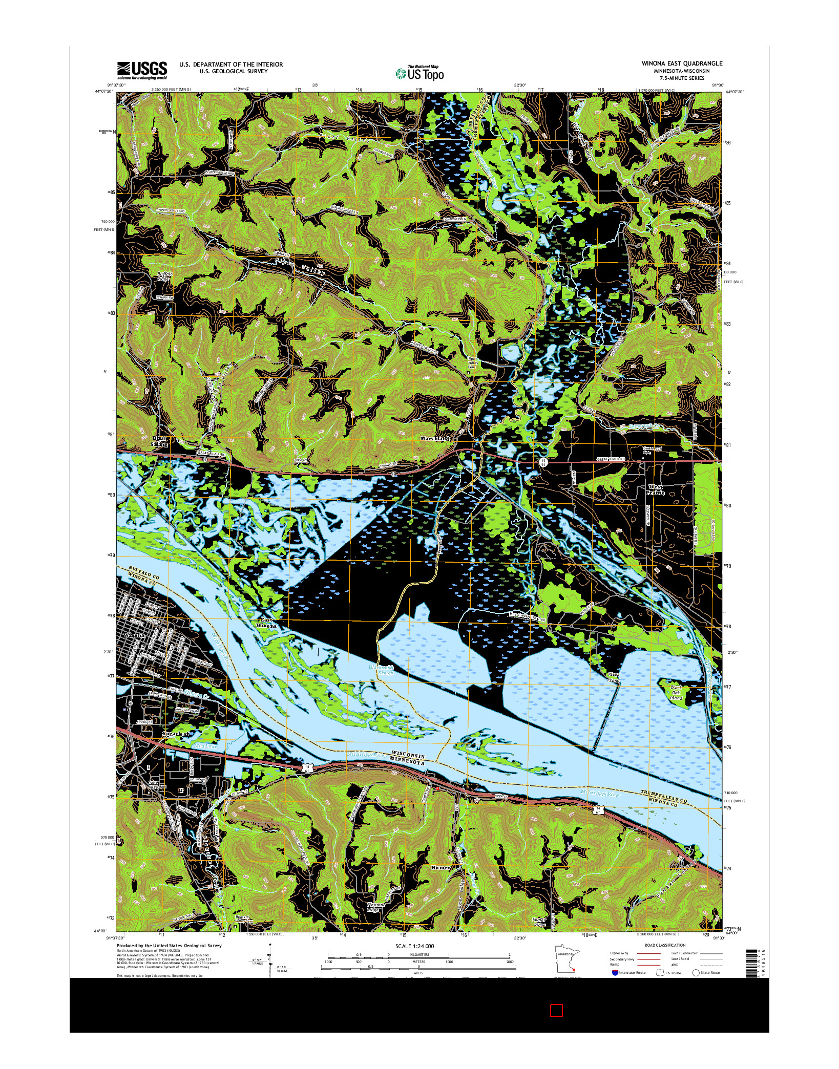 USGS US TOPO 7.5-MINUTE MAP FOR WINONA EAST, MN-WI 2016