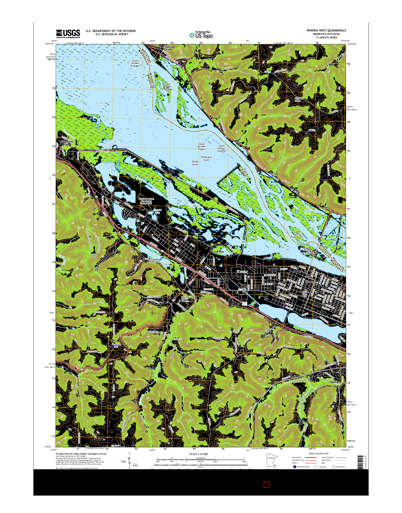 USGS US TOPO 7.5-MINUTE MAP FOR WINONA WEST, MN-WI 2016