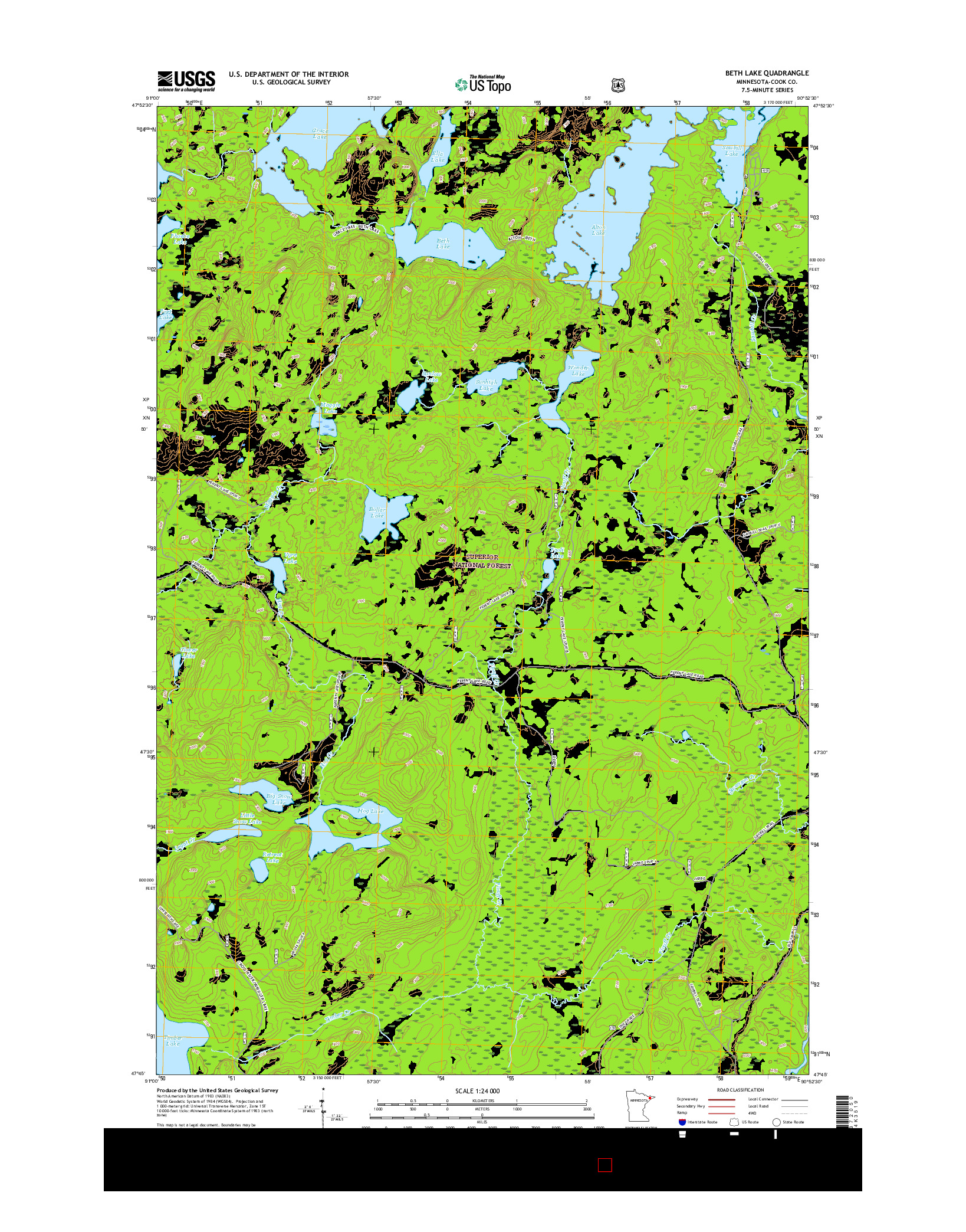 USGS US TOPO 7.5-MINUTE MAP FOR BETH LAKE, MN 2016
