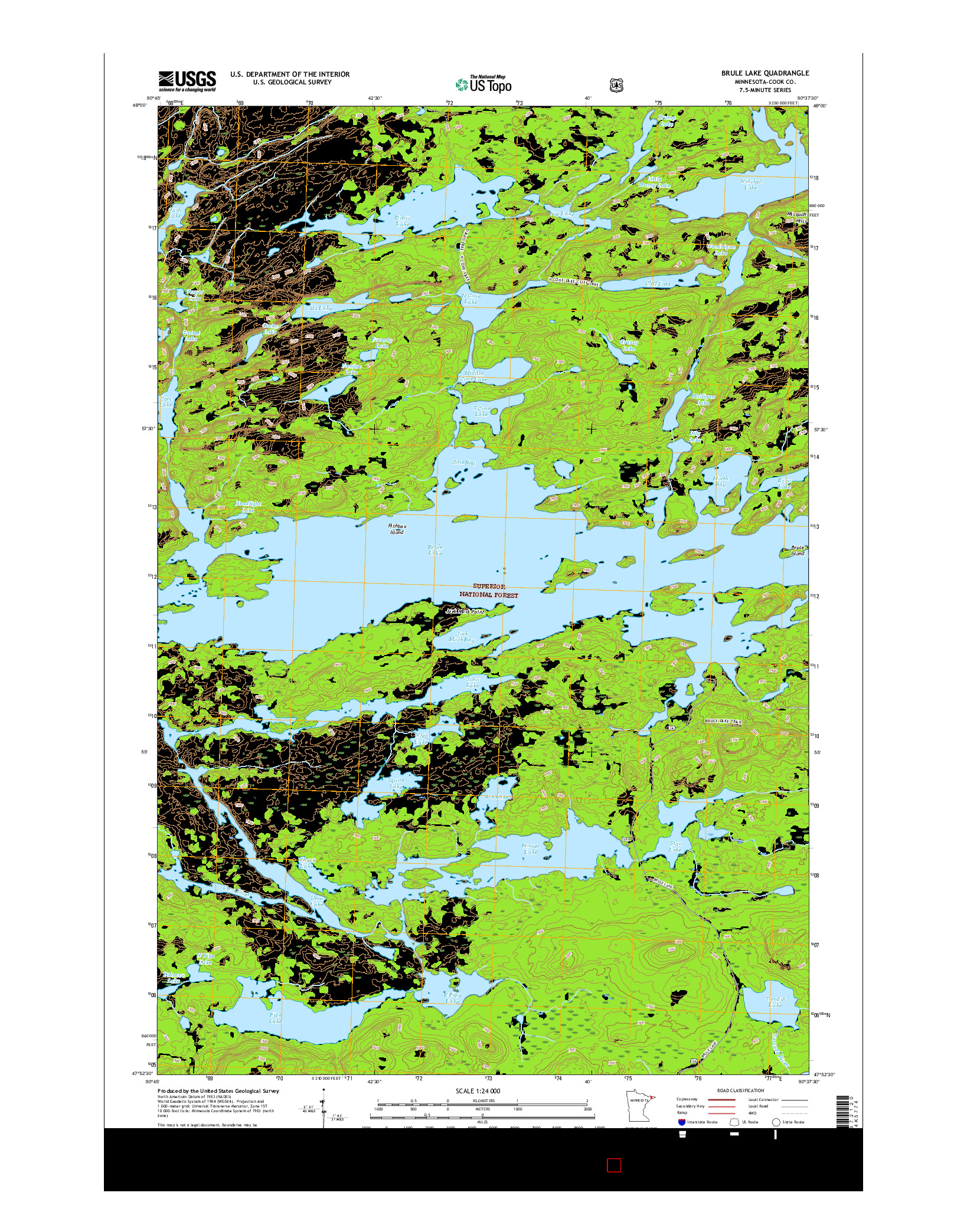 USGS US TOPO 7.5-MINUTE MAP FOR BRULE LAKE, MN 2016