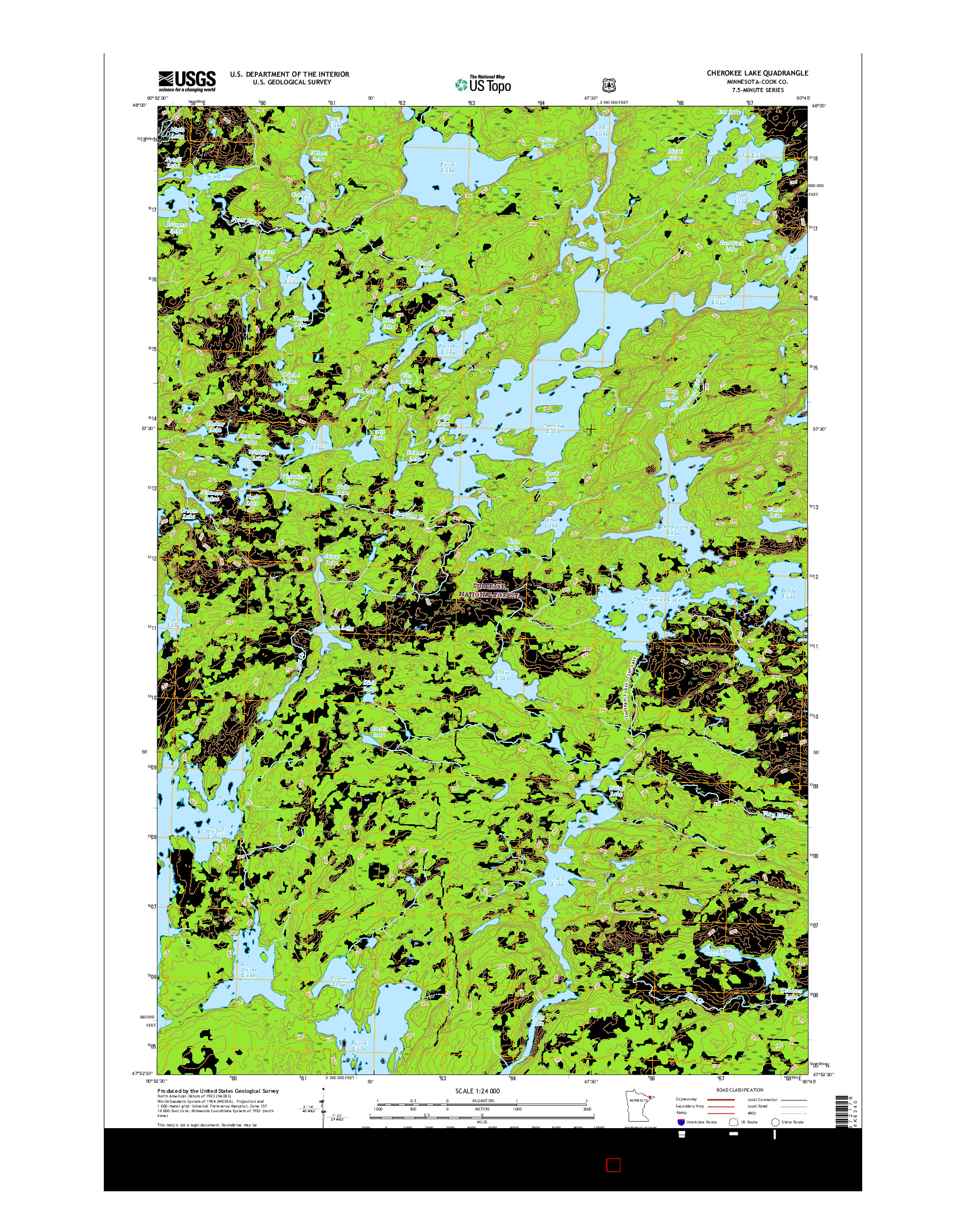 USGS US TOPO 7.5-MINUTE MAP FOR CHEROKEE LAKE, MN 2016