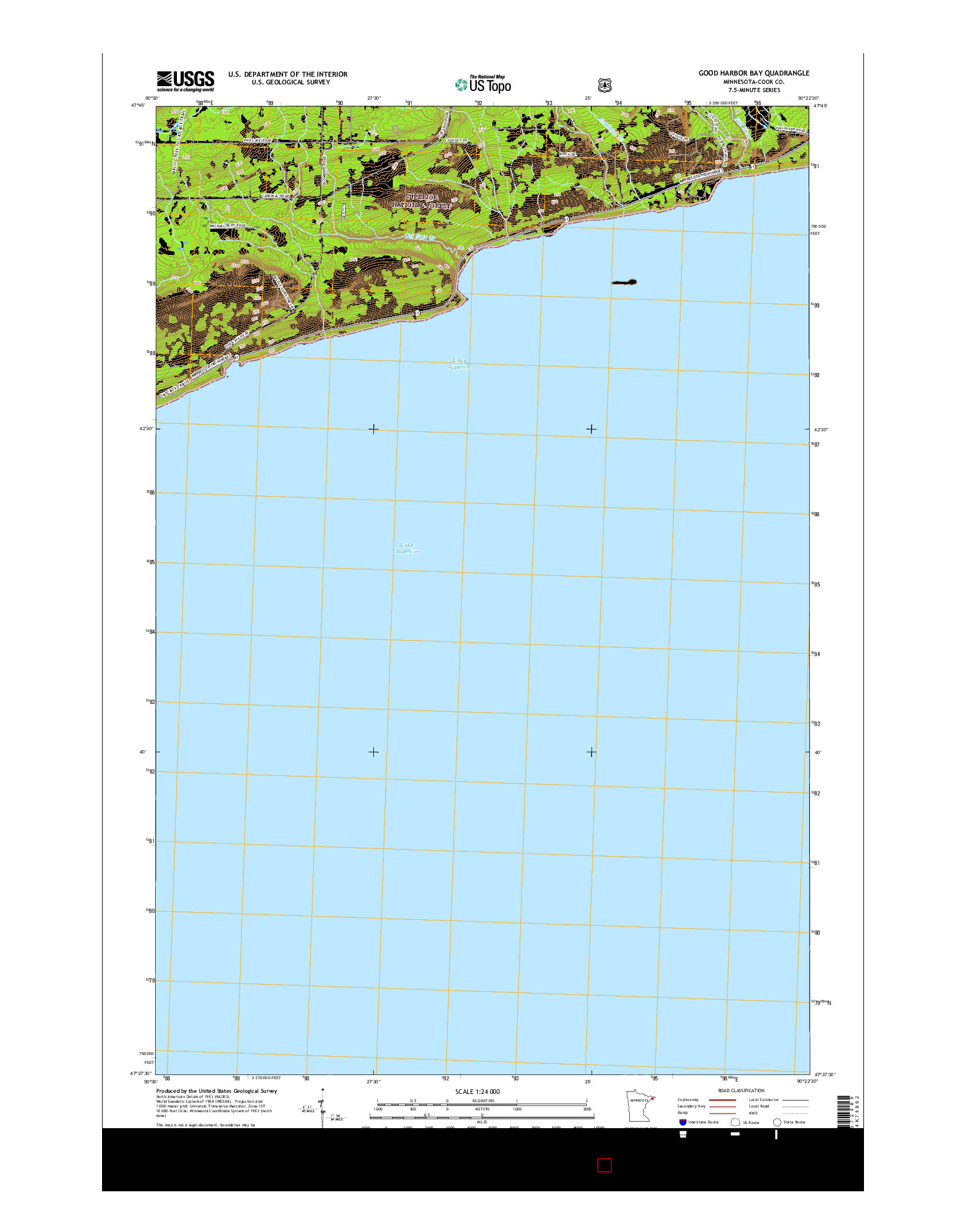 USGS US TOPO 7.5-MINUTE MAP FOR GOOD HARBOR BAY, MN 2016