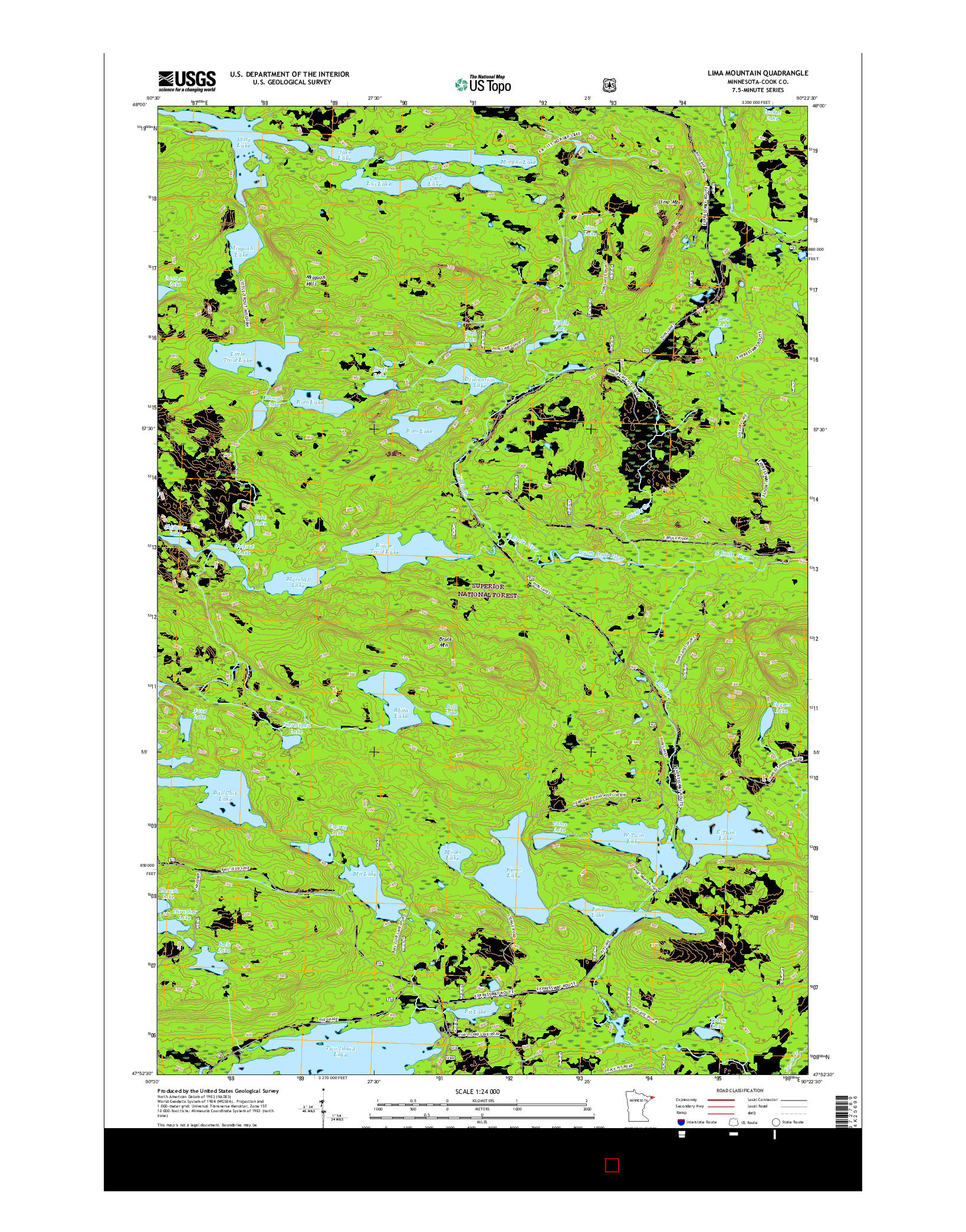 USGS US TOPO 7.5-MINUTE MAP FOR LIMA MOUNTAIN, MN 2016