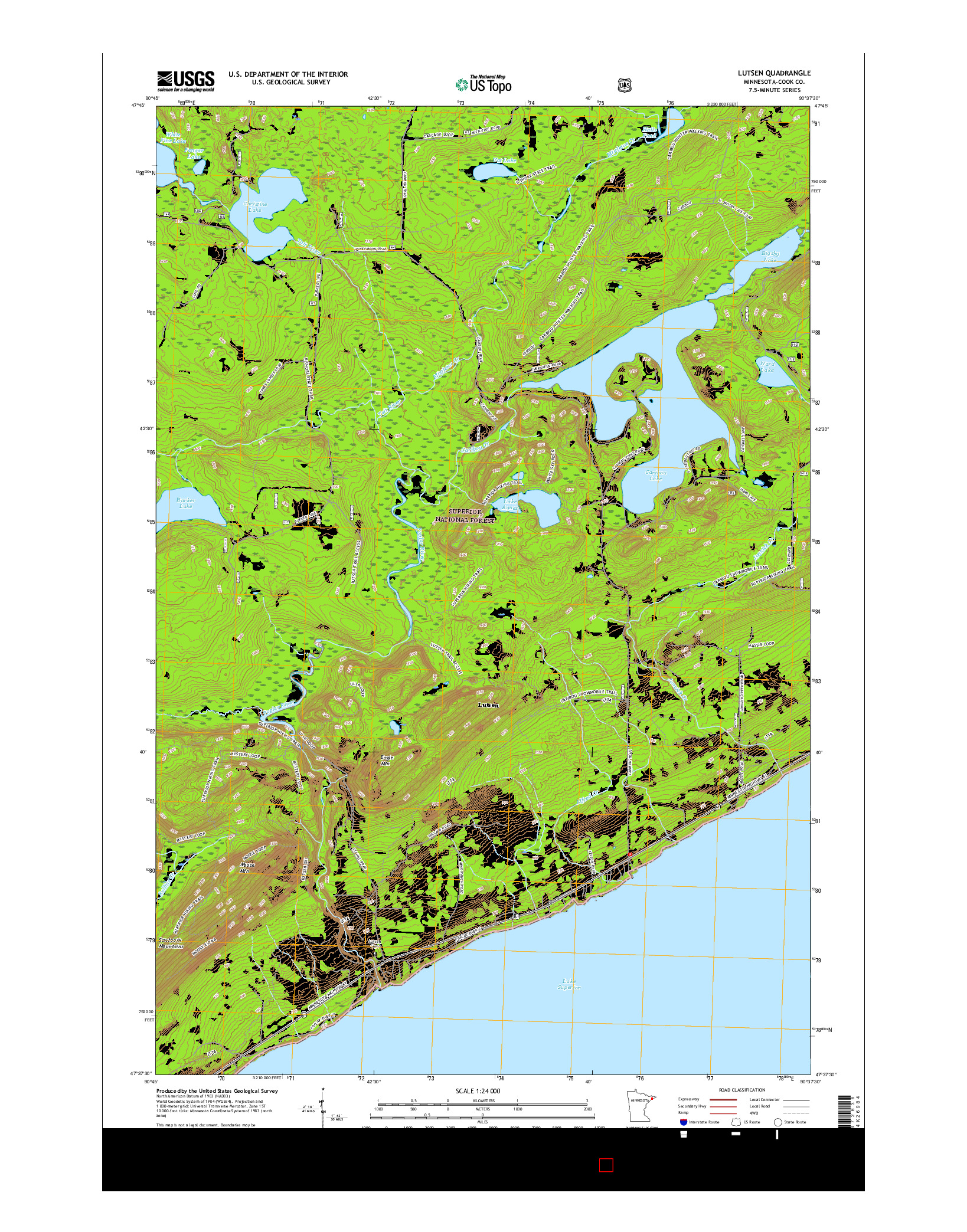 USGS US TOPO 7.5-MINUTE MAP FOR LUTSEN, MN 2016