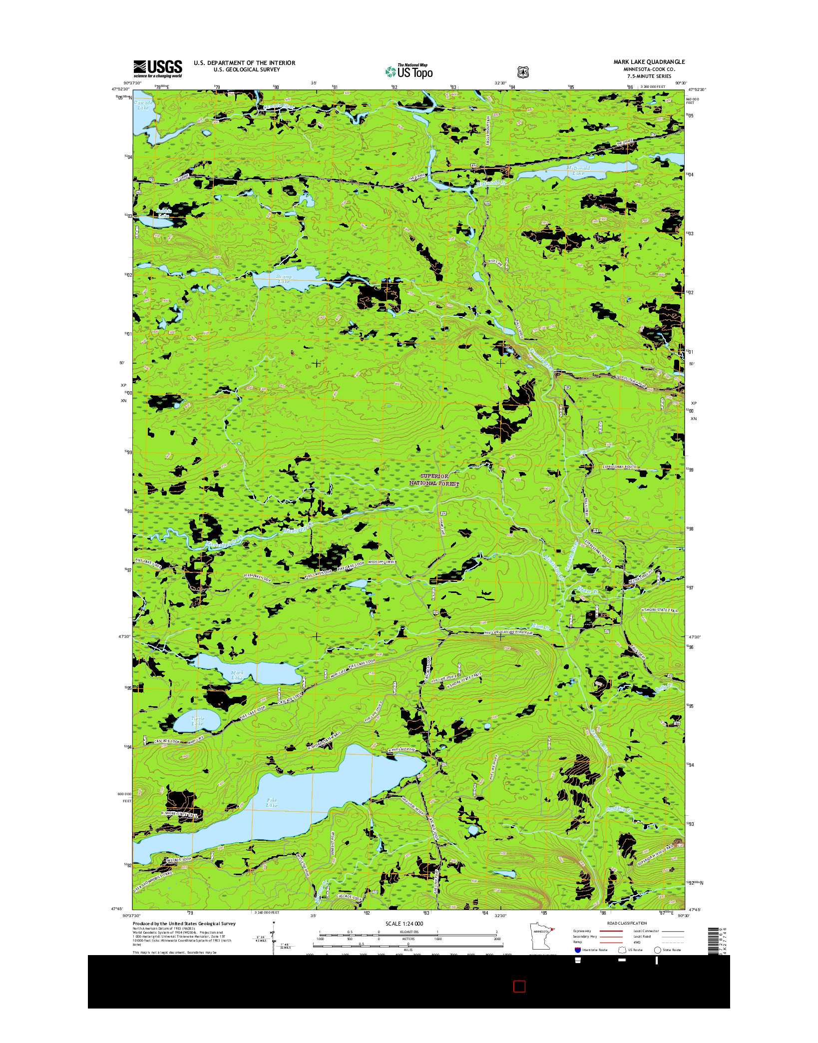 USGS US TOPO 7.5-MINUTE MAP FOR MARK LAKE, MN 2016
