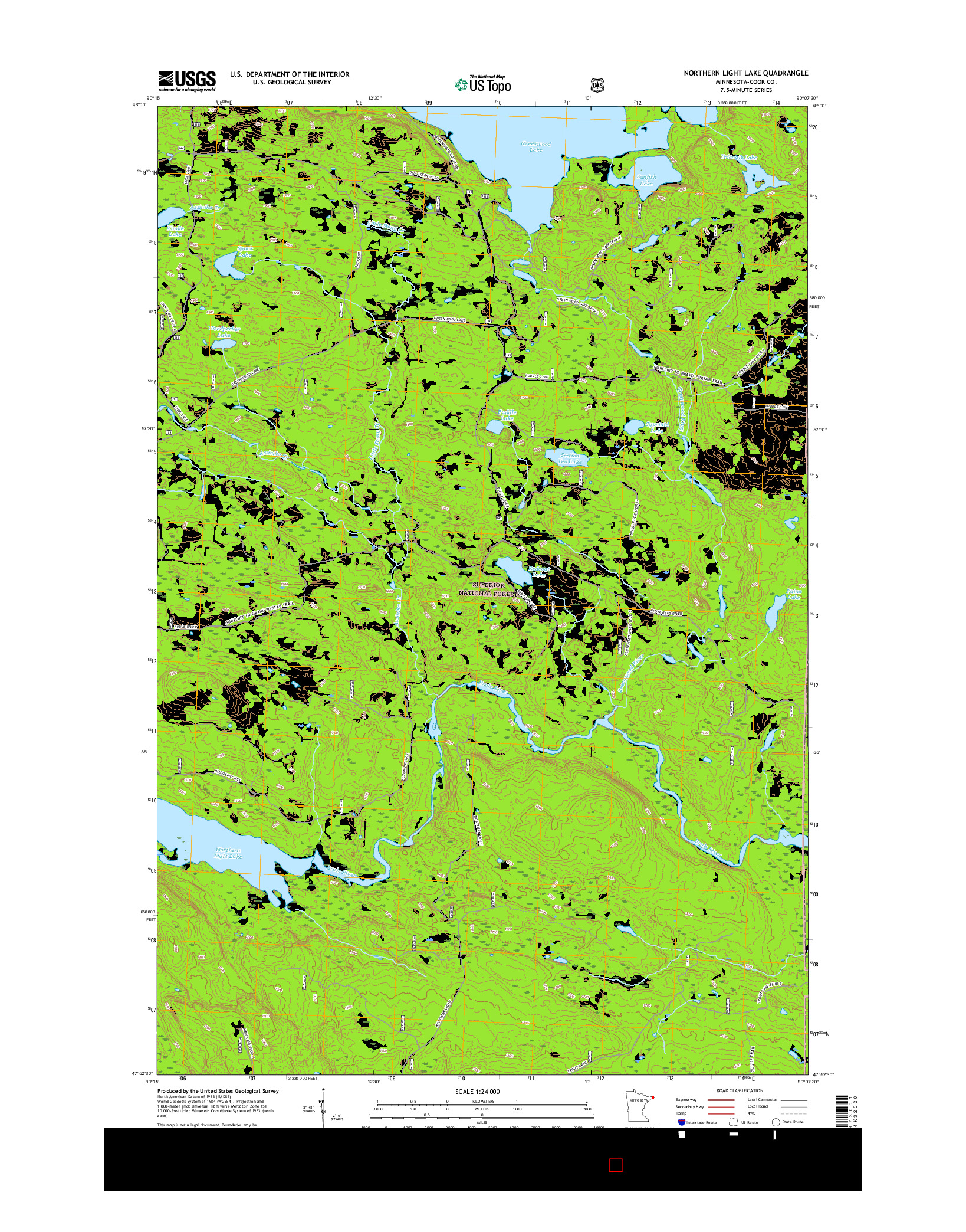 USGS US TOPO 7.5-MINUTE MAP FOR NORTHERN LIGHT LAKE, MN 2016
