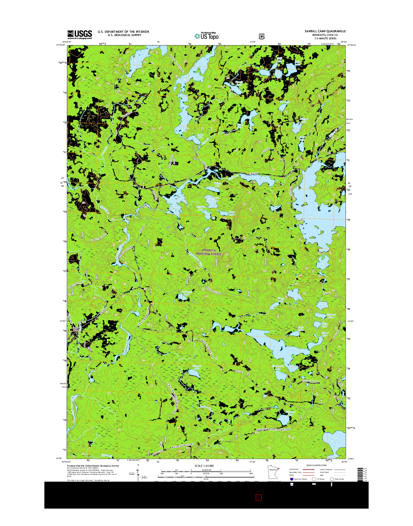 USGS US TOPO 7.5-MINUTE MAP FOR SAWBILL CAMP, MN 2016