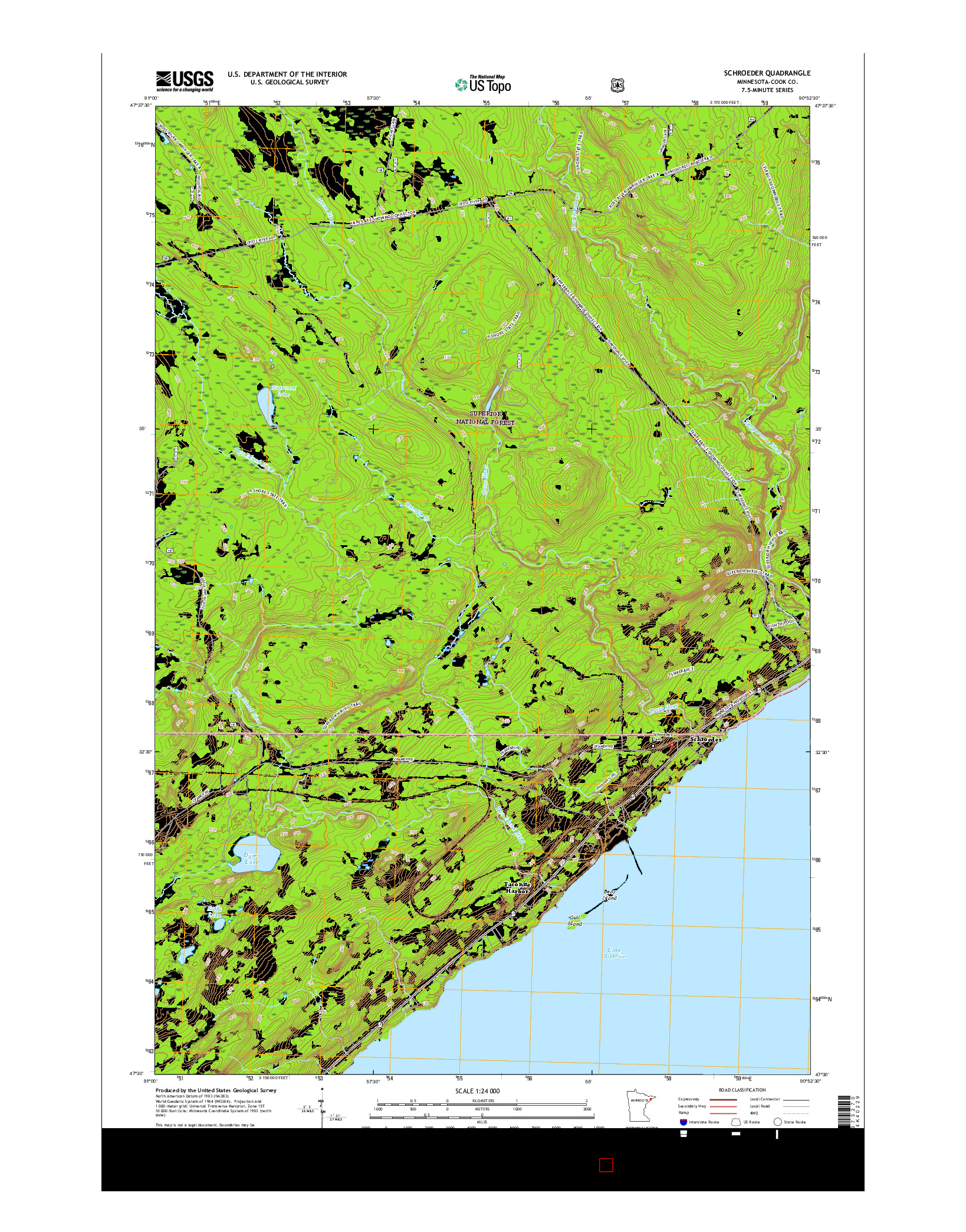 USGS US TOPO 7.5-MINUTE MAP FOR SCHROEDER, MN 2016