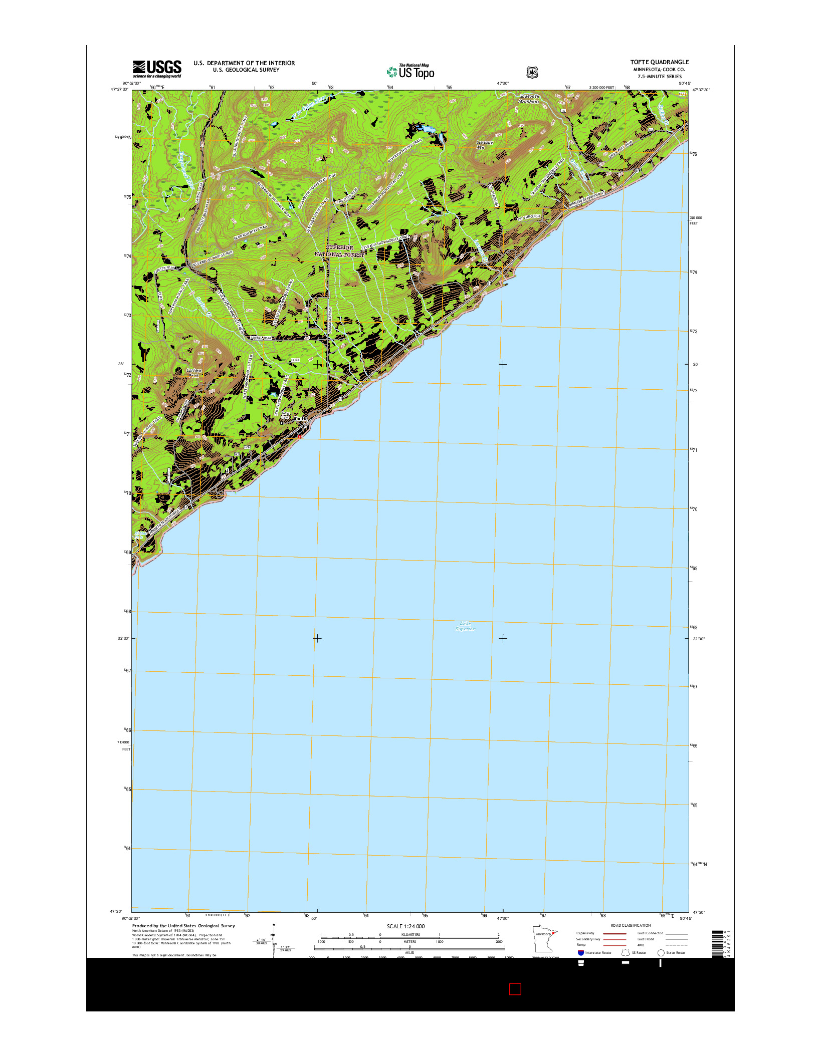 USGS US TOPO 7.5-MINUTE MAP FOR TOFTE, MN 2016