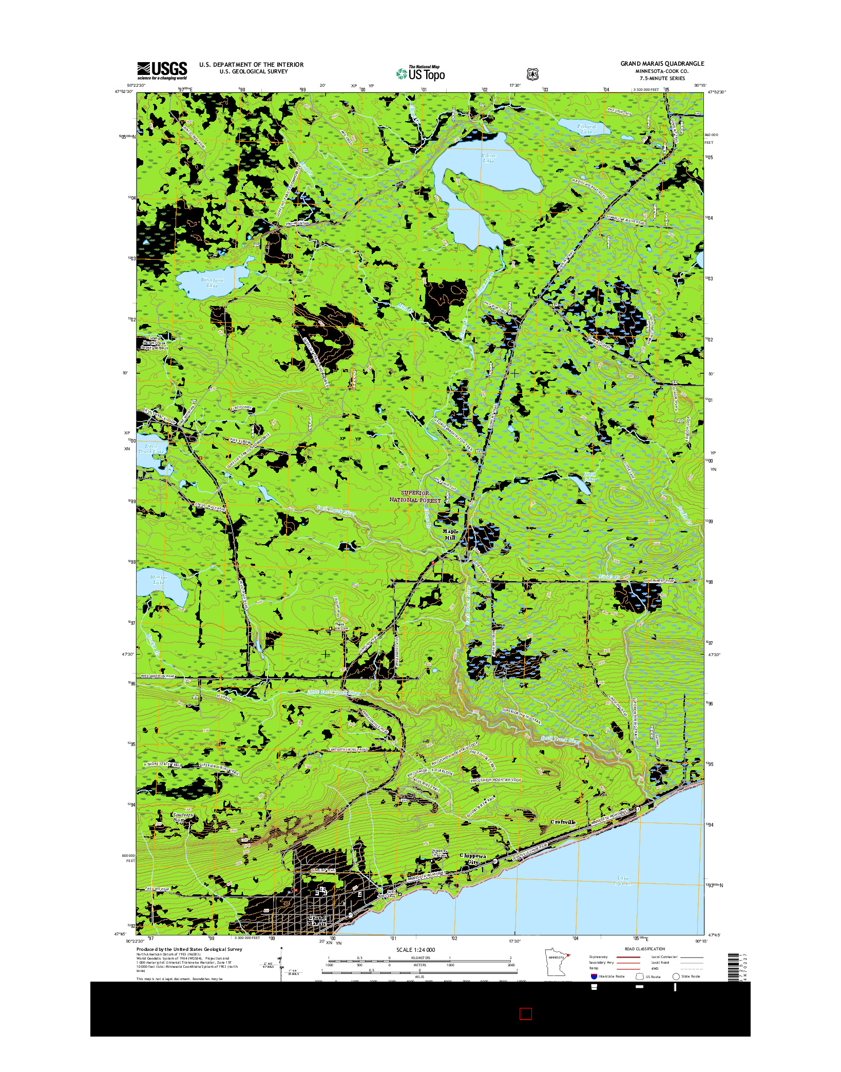 USGS US TOPO 7.5-MINUTE MAP FOR GRAND MARAIS, MN 2016