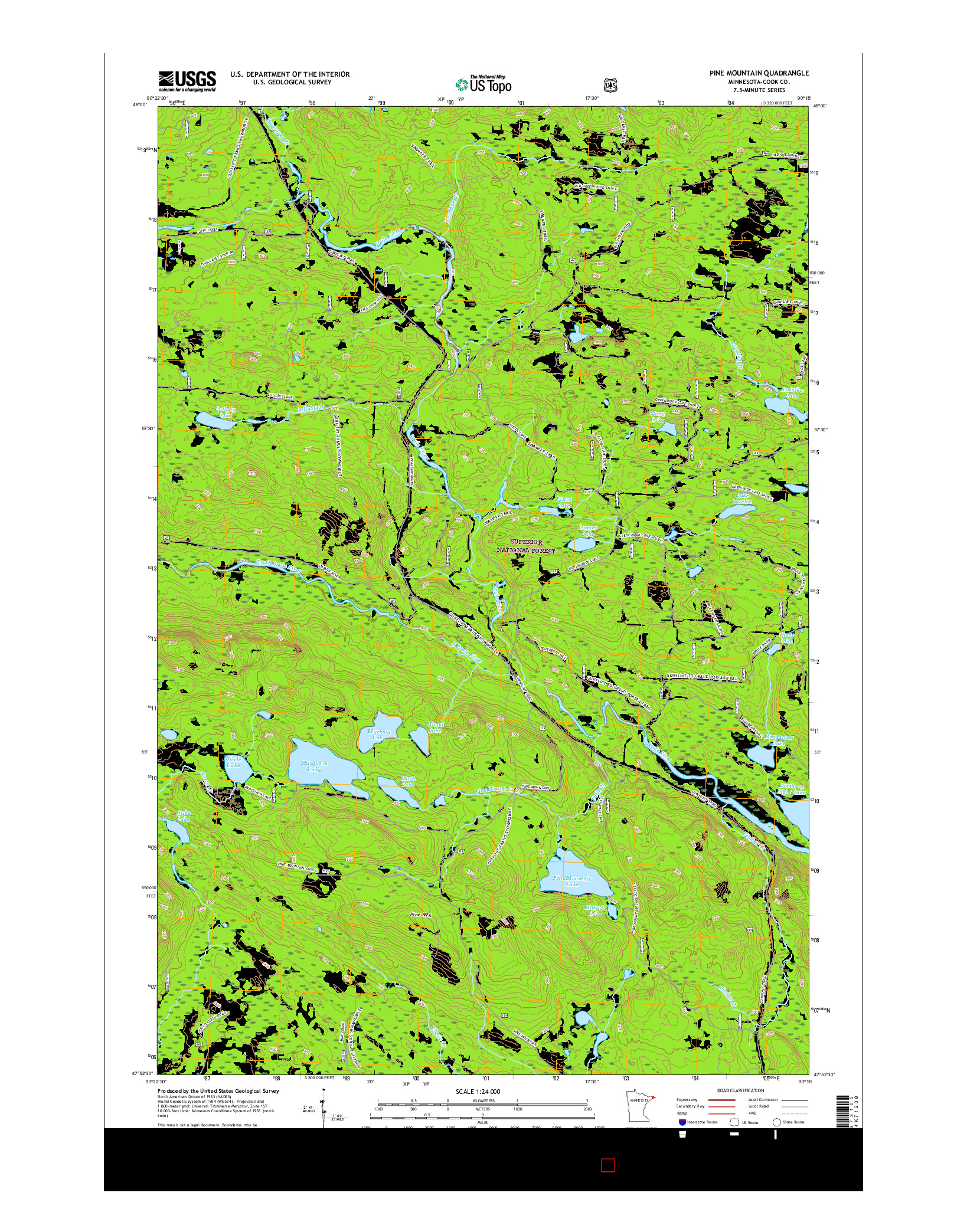 USGS US TOPO 7.5-MINUTE MAP FOR PINE MOUNTAIN, MN 2016