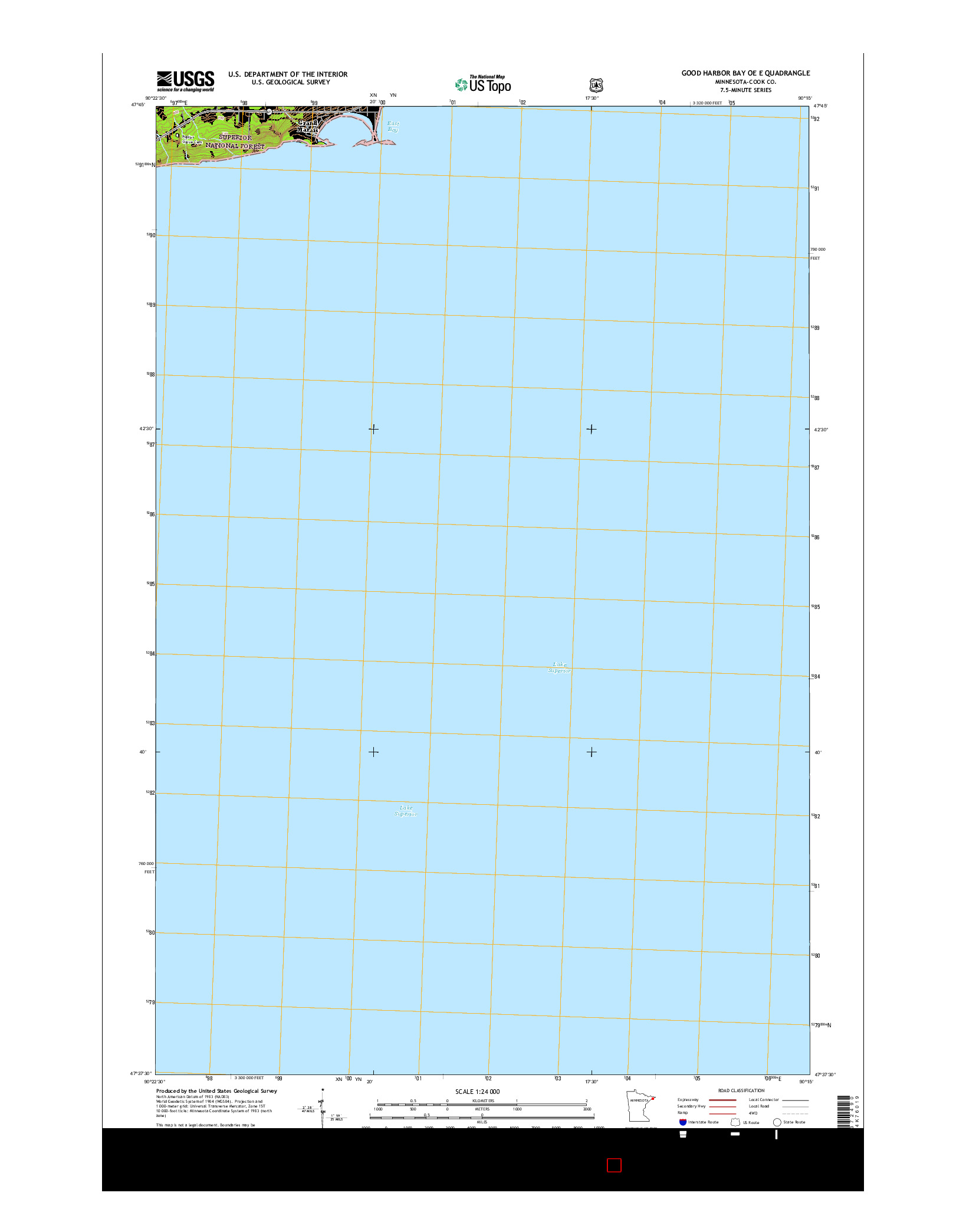 USGS US TOPO 7.5-MINUTE MAP FOR GOOD HARBOR BAY OE E, MN 2016