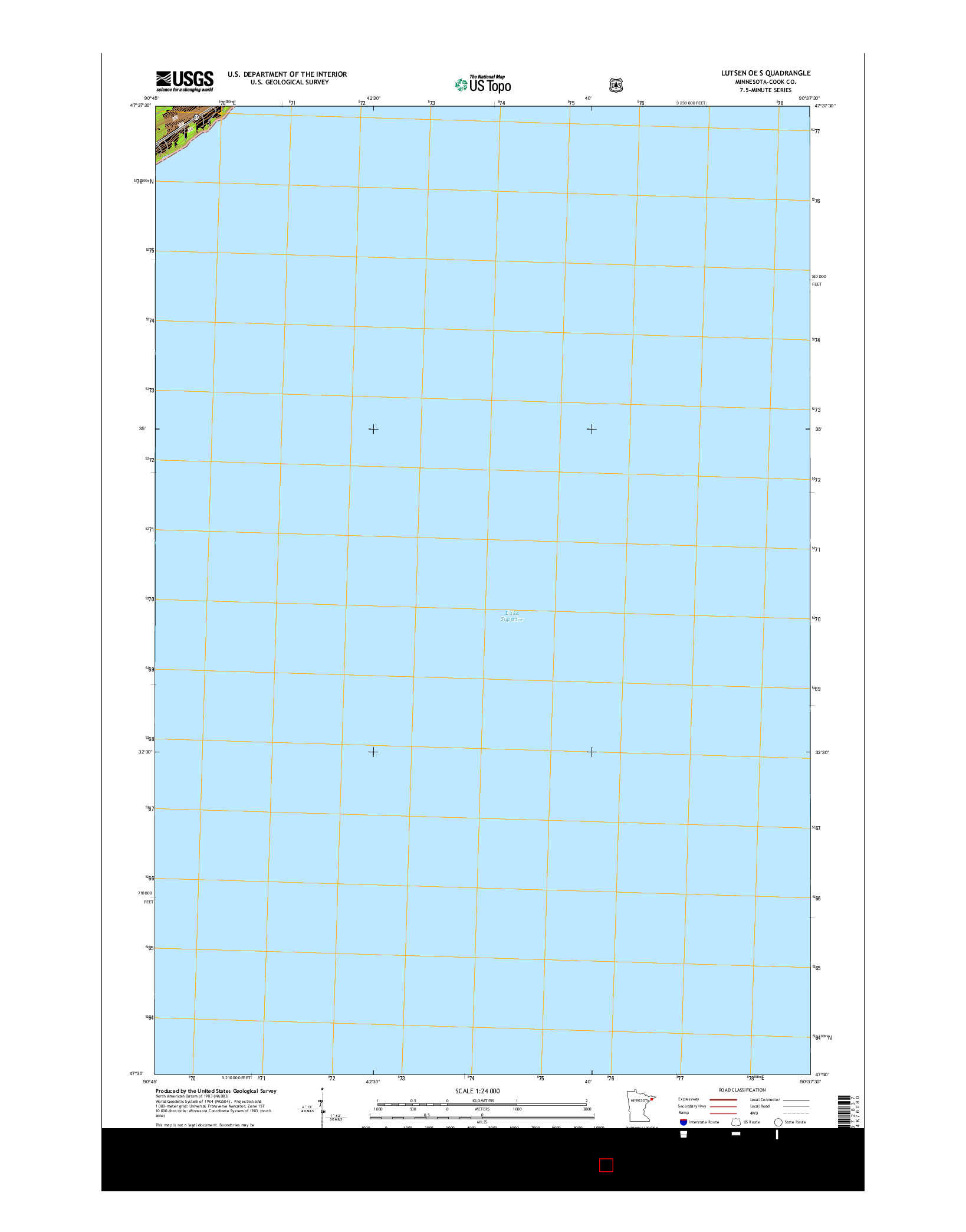 USGS US TOPO 7.5-MINUTE MAP FOR LUTSEN OE S, MN 2016