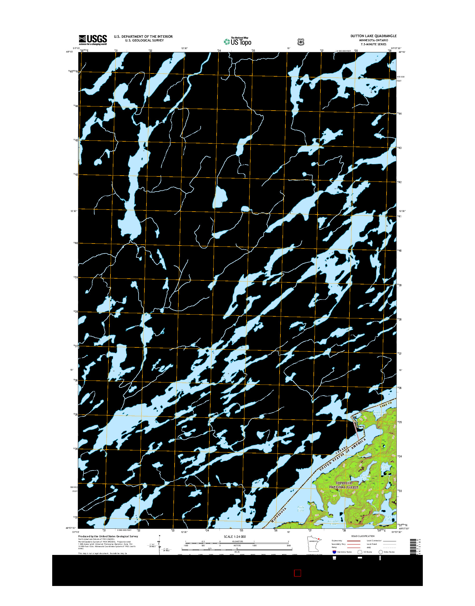 USGS US TOPO 7.5-MINUTE MAP FOR DUTTON LAKE, MN-ON 2016