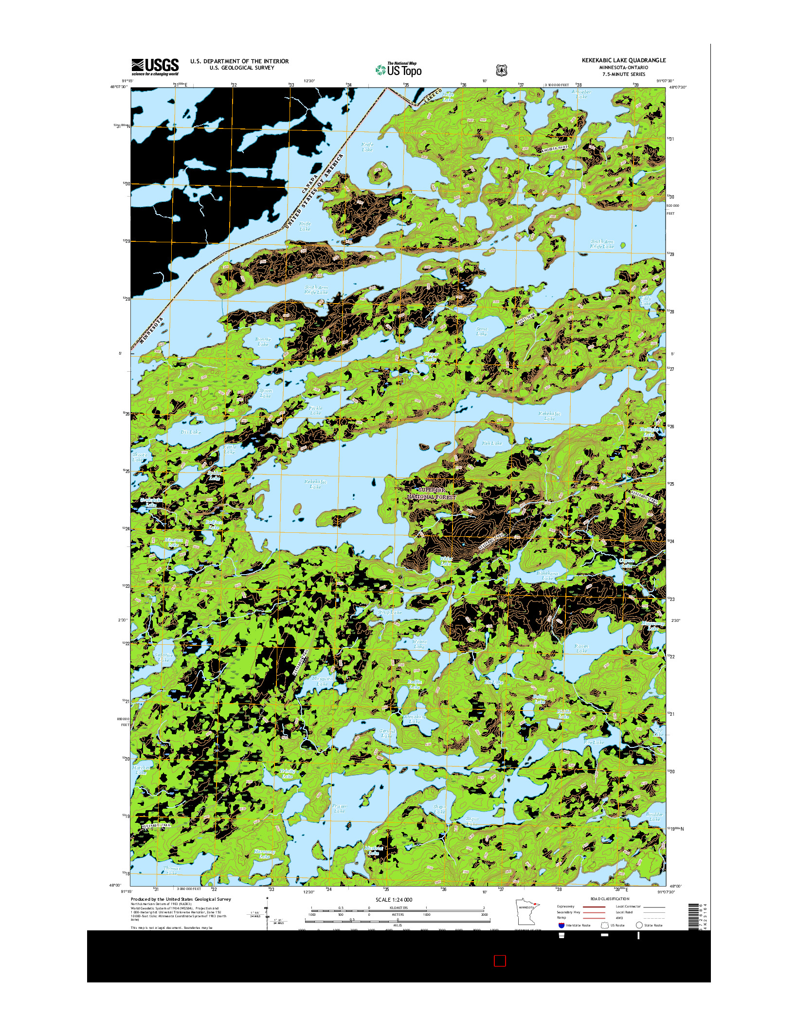 USGS US TOPO 7.5-MINUTE MAP FOR KEKEKABIC LAKE, MN-ON 2016