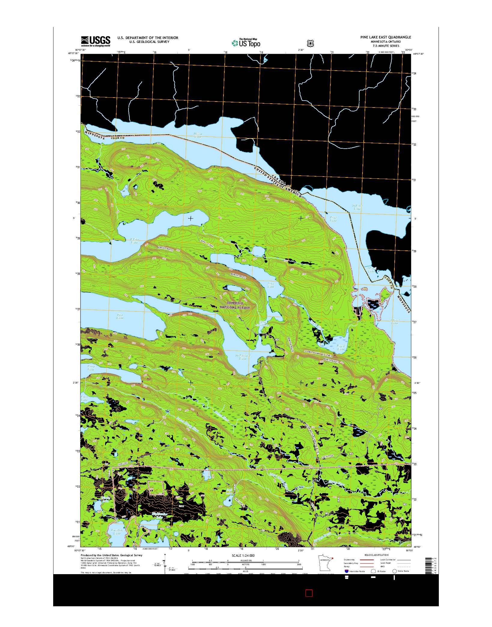 USGS US TOPO 7.5-MINUTE MAP FOR PINE LAKE EAST, MN-ON 2016