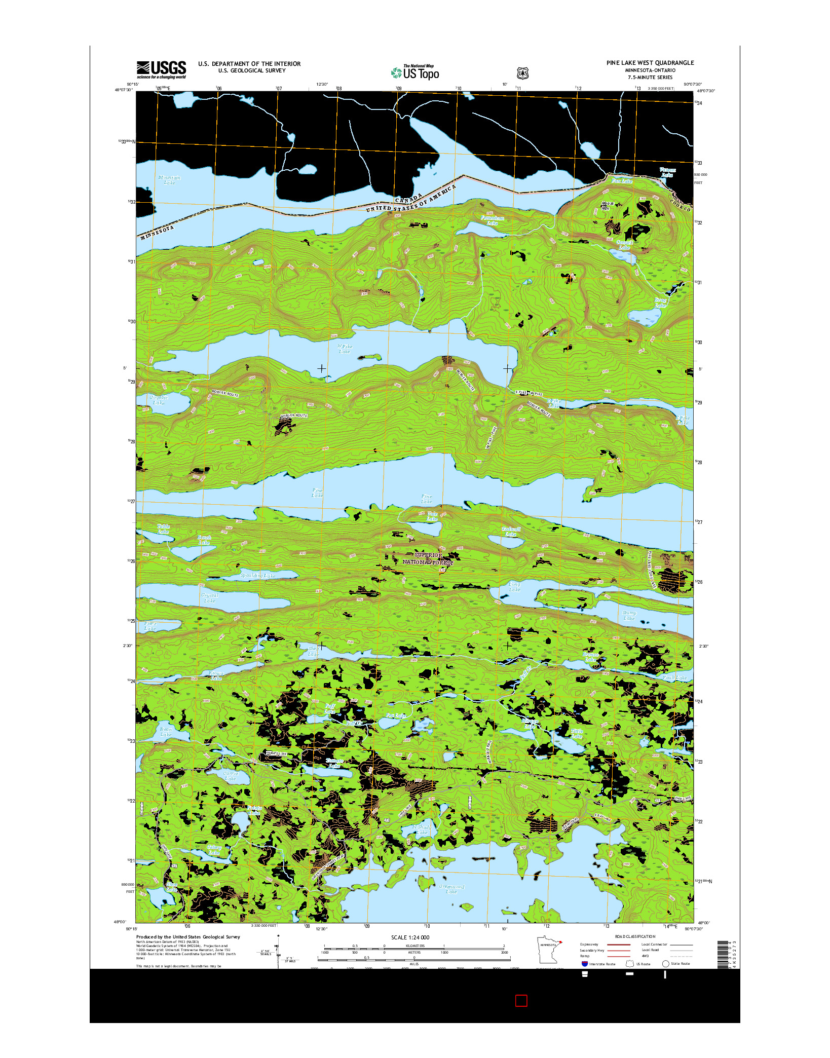 USGS US TOPO 7.5-MINUTE MAP FOR PINE LAKE WEST, MN-ON 2016