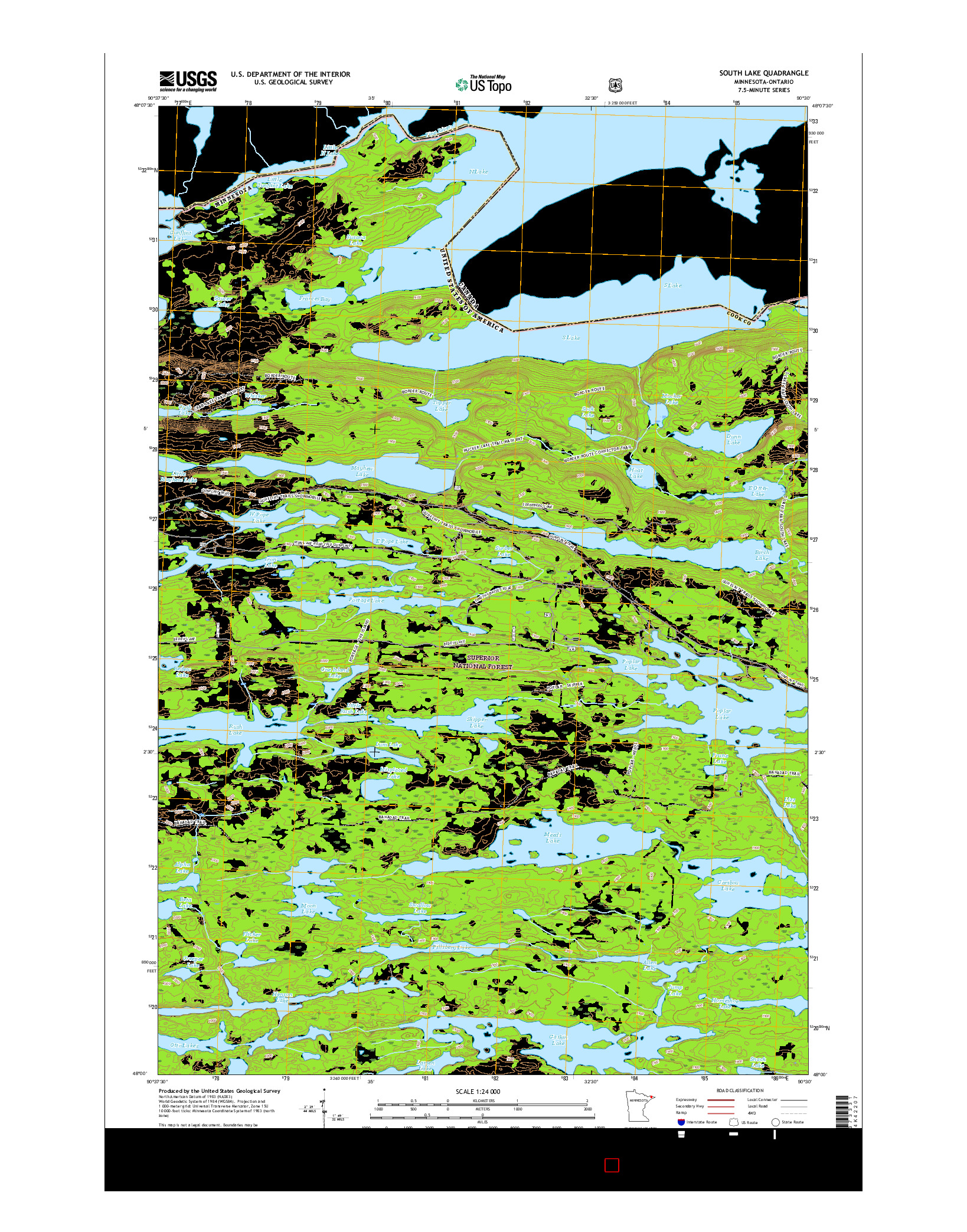 USGS US TOPO 7.5-MINUTE MAP FOR SOUTH LAKE, MN-ON 2016