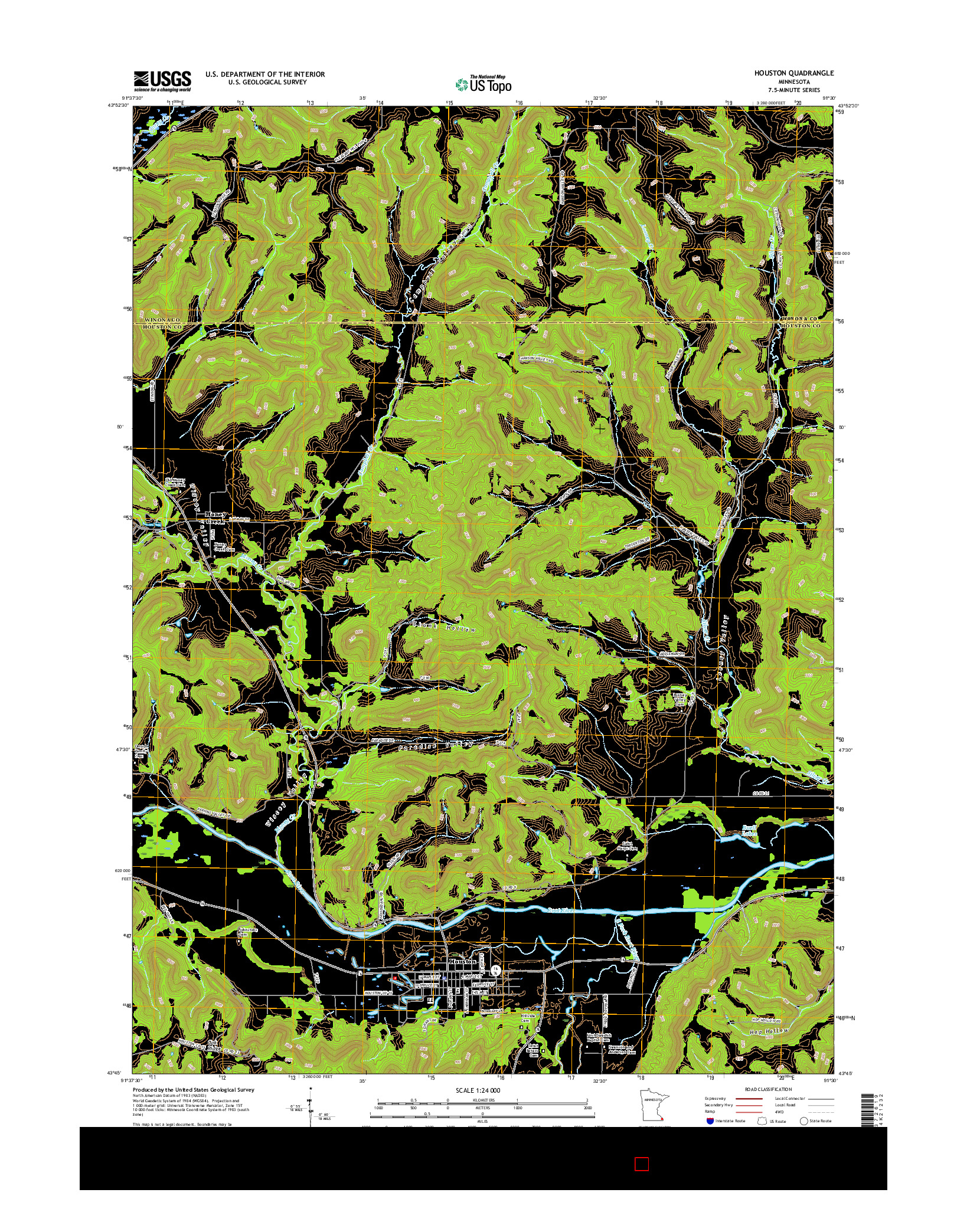 USGS US TOPO 7.5-MINUTE MAP FOR HOUSTON, MN 2016