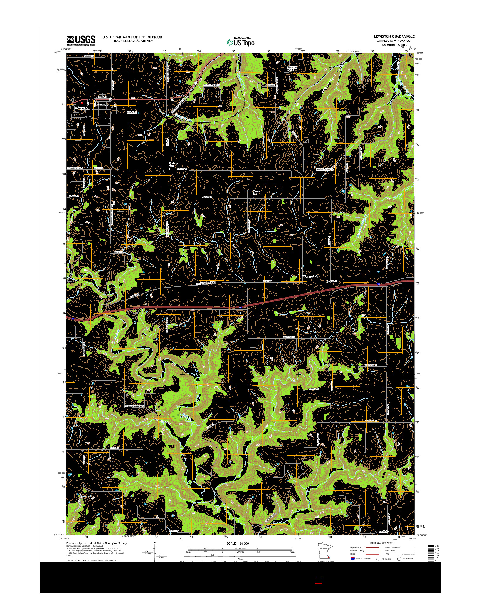 USGS US TOPO 7.5-MINUTE MAP FOR LEWISTON, MN 2016