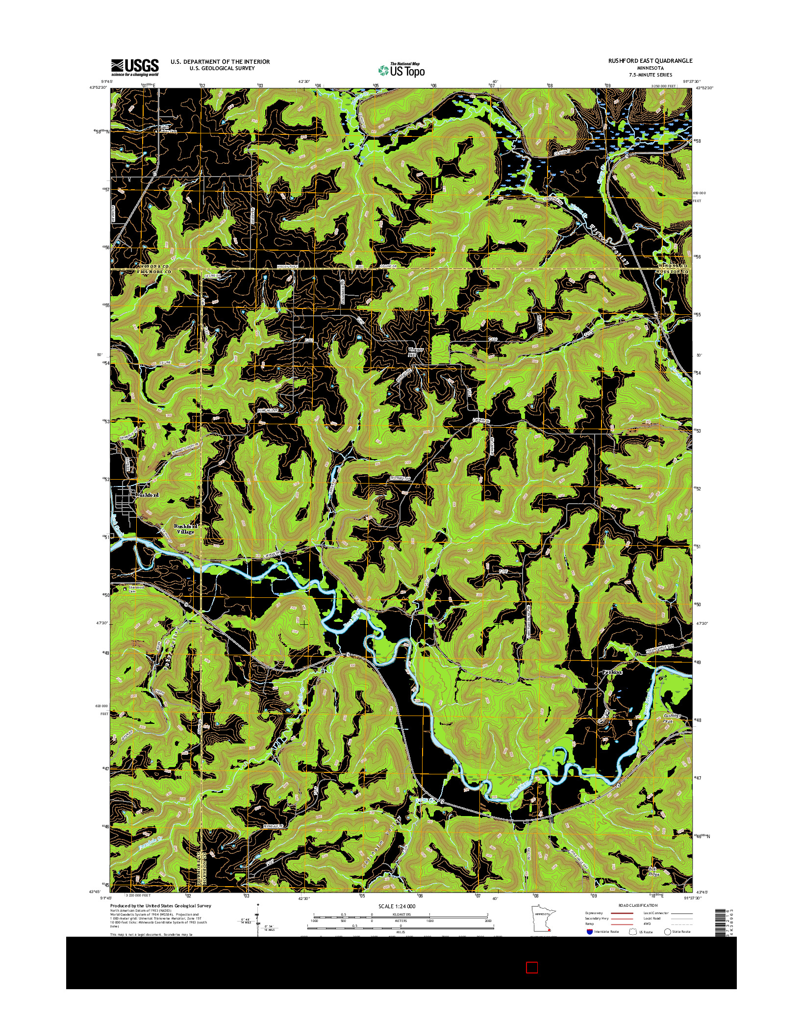 USGS US TOPO 7.5-MINUTE MAP FOR RUSHFORD EAST, MN 2016