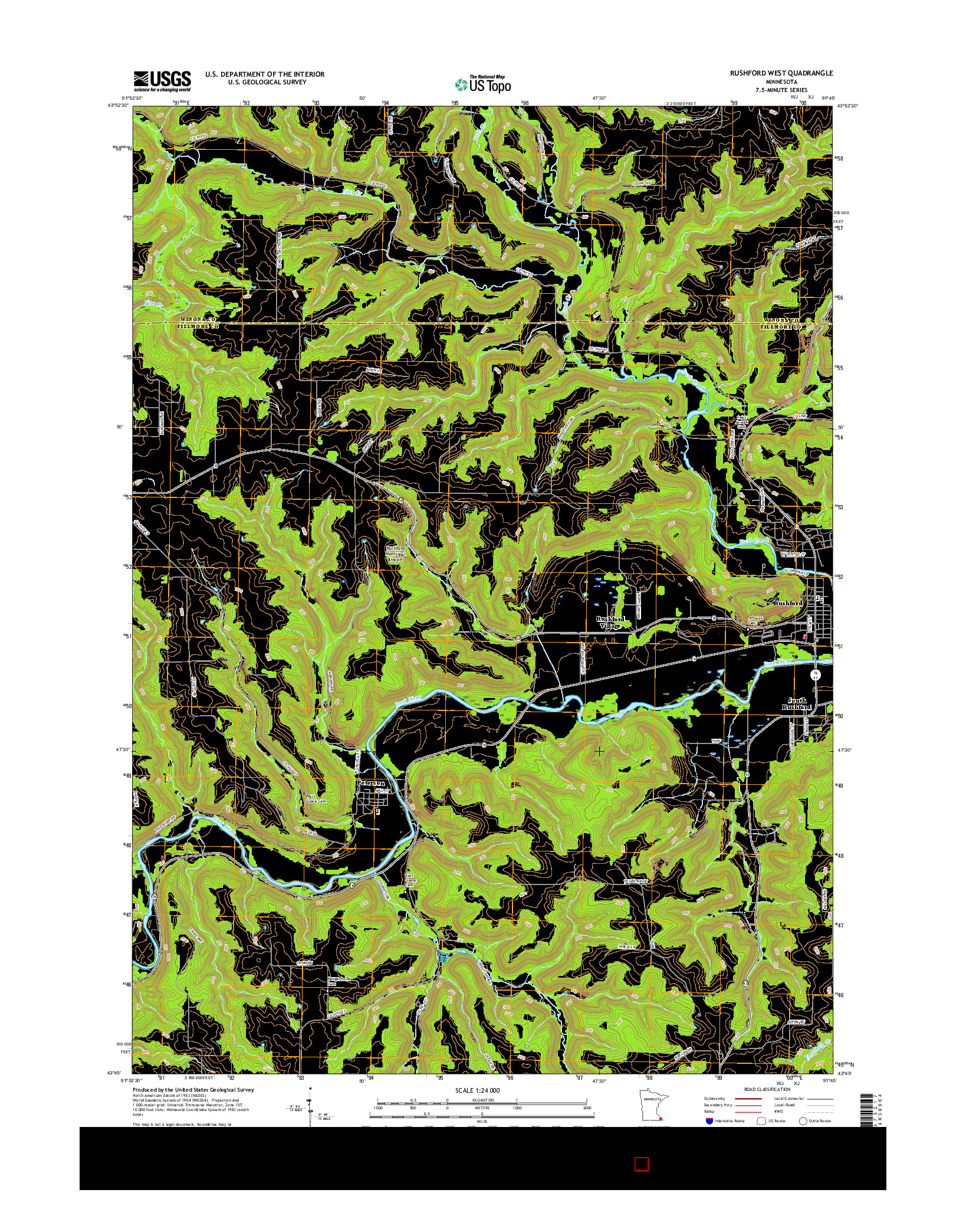 USGS US TOPO 7.5-MINUTE MAP FOR RUSHFORD WEST, MN 2016