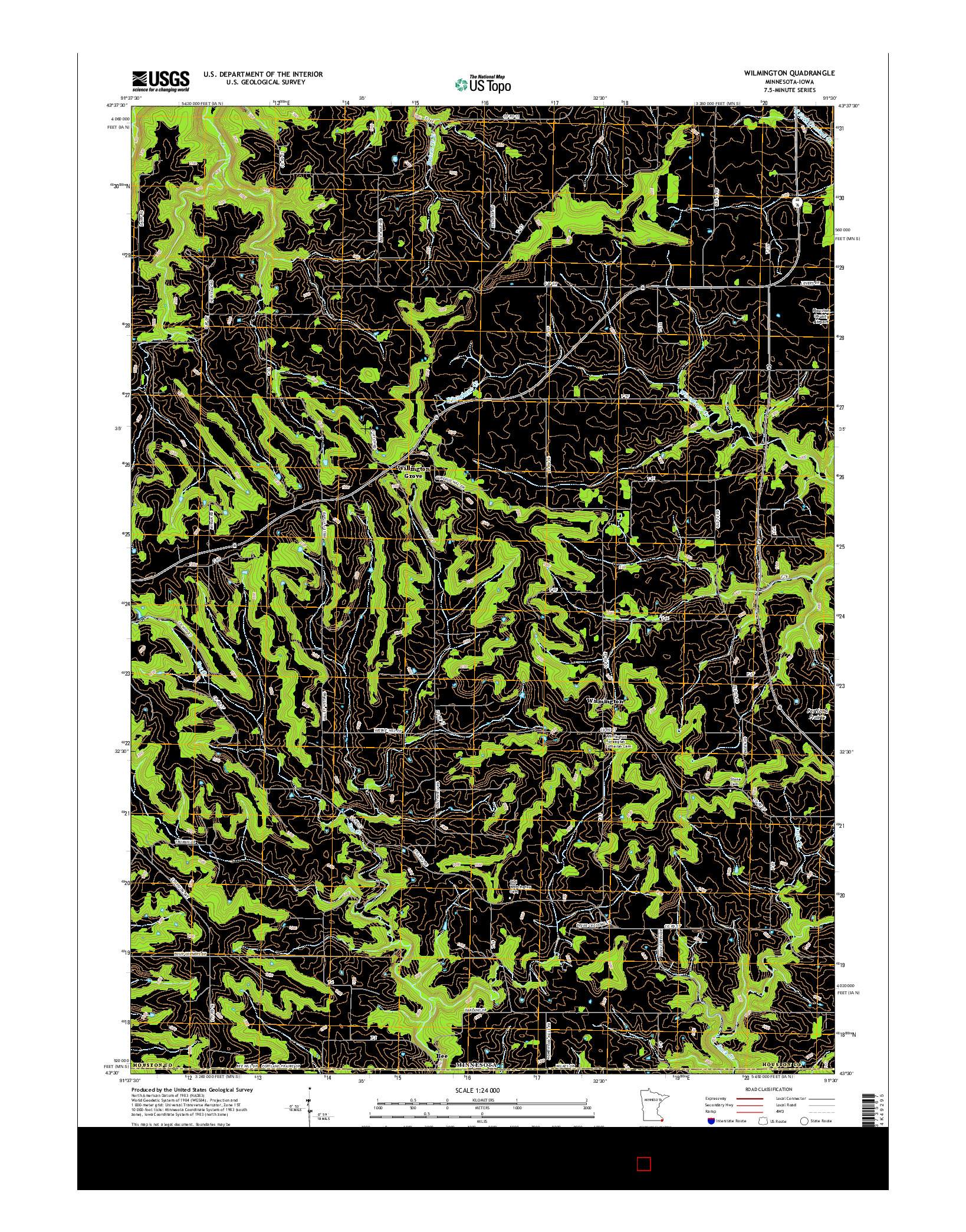 USGS US TOPO 7.5-MINUTE MAP FOR WILMINGTON, MN-IA 2016