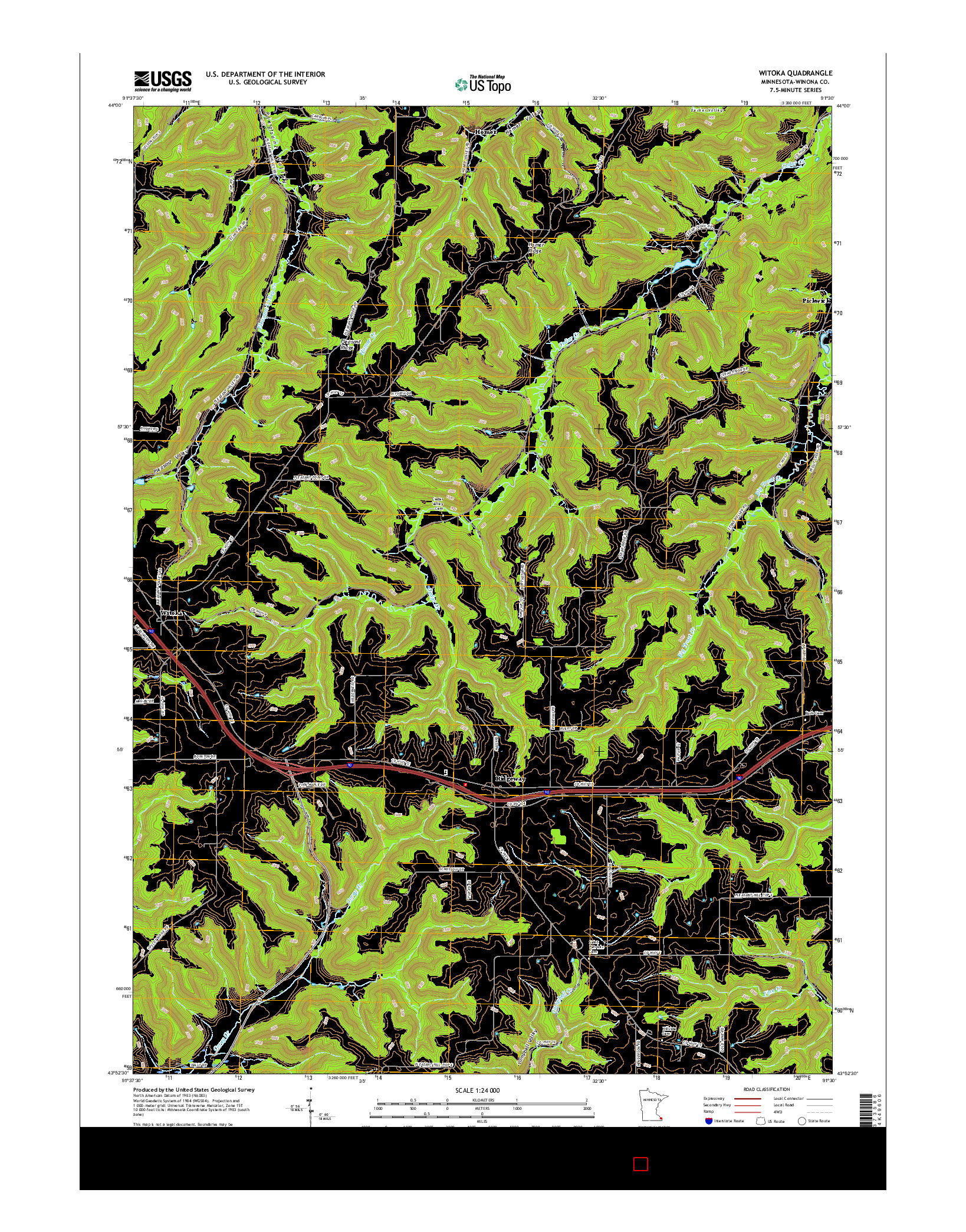 USGS US TOPO 7.5-MINUTE MAP FOR WITOKA, MN 2016
