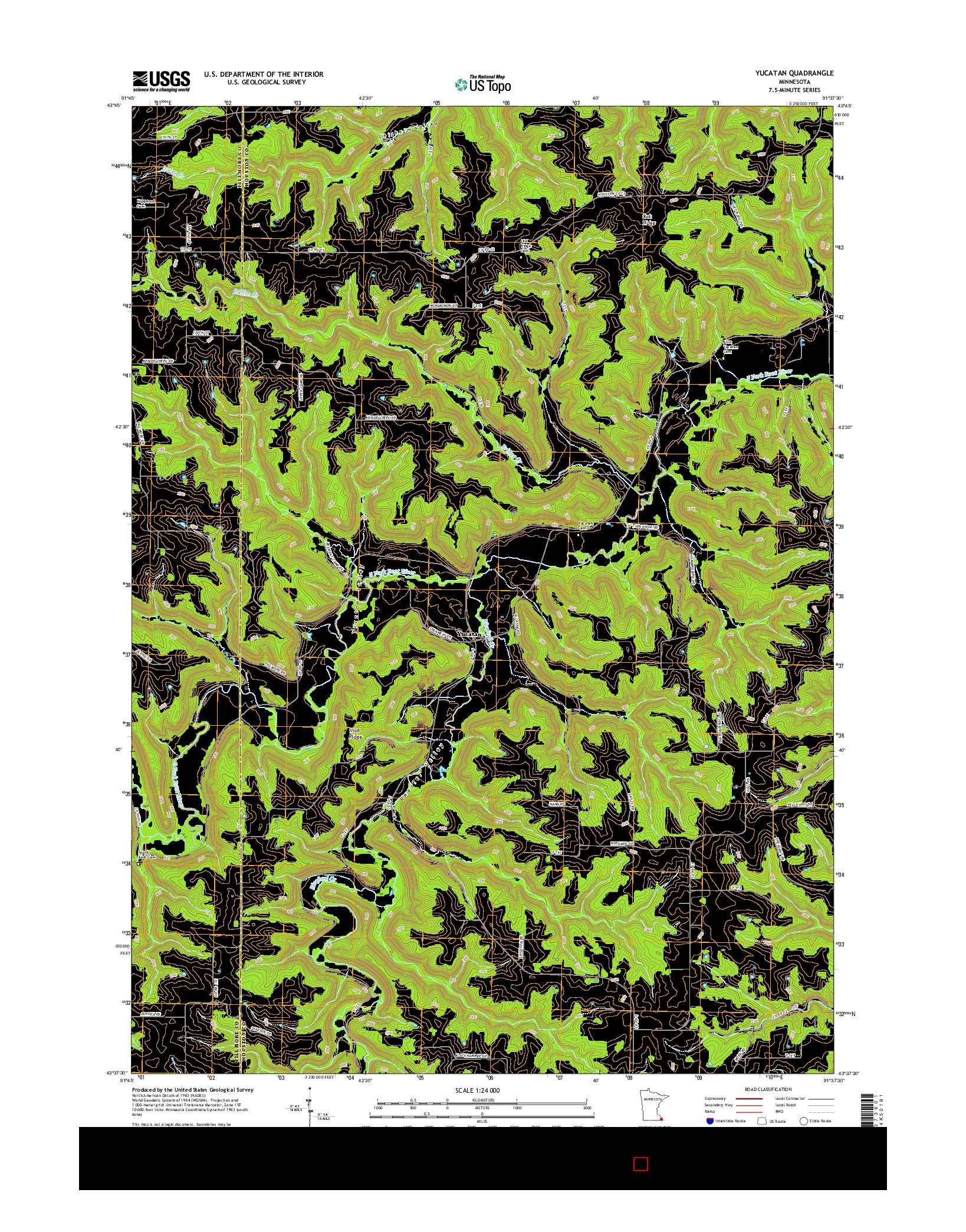 USGS US TOPO 7.5-MINUTE MAP FOR YUCATAN, MN 2016