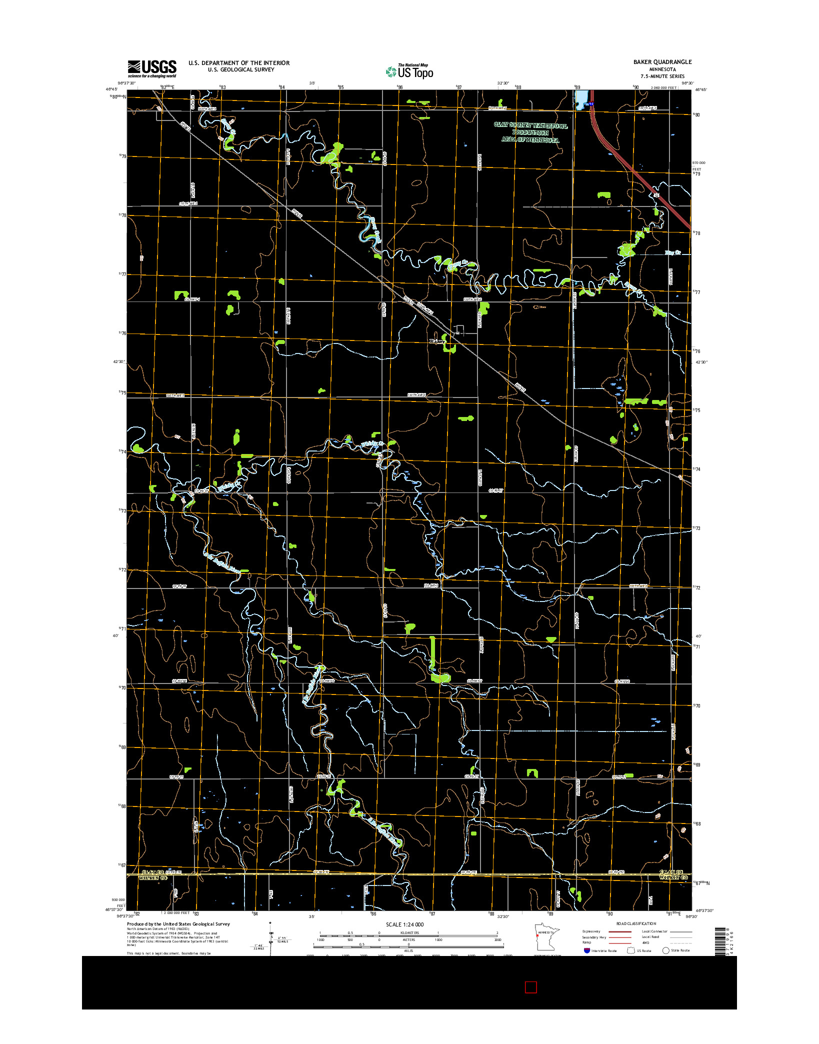 USGS US TOPO 7.5-MINUTE MAP FOR BAKER, MN 2016